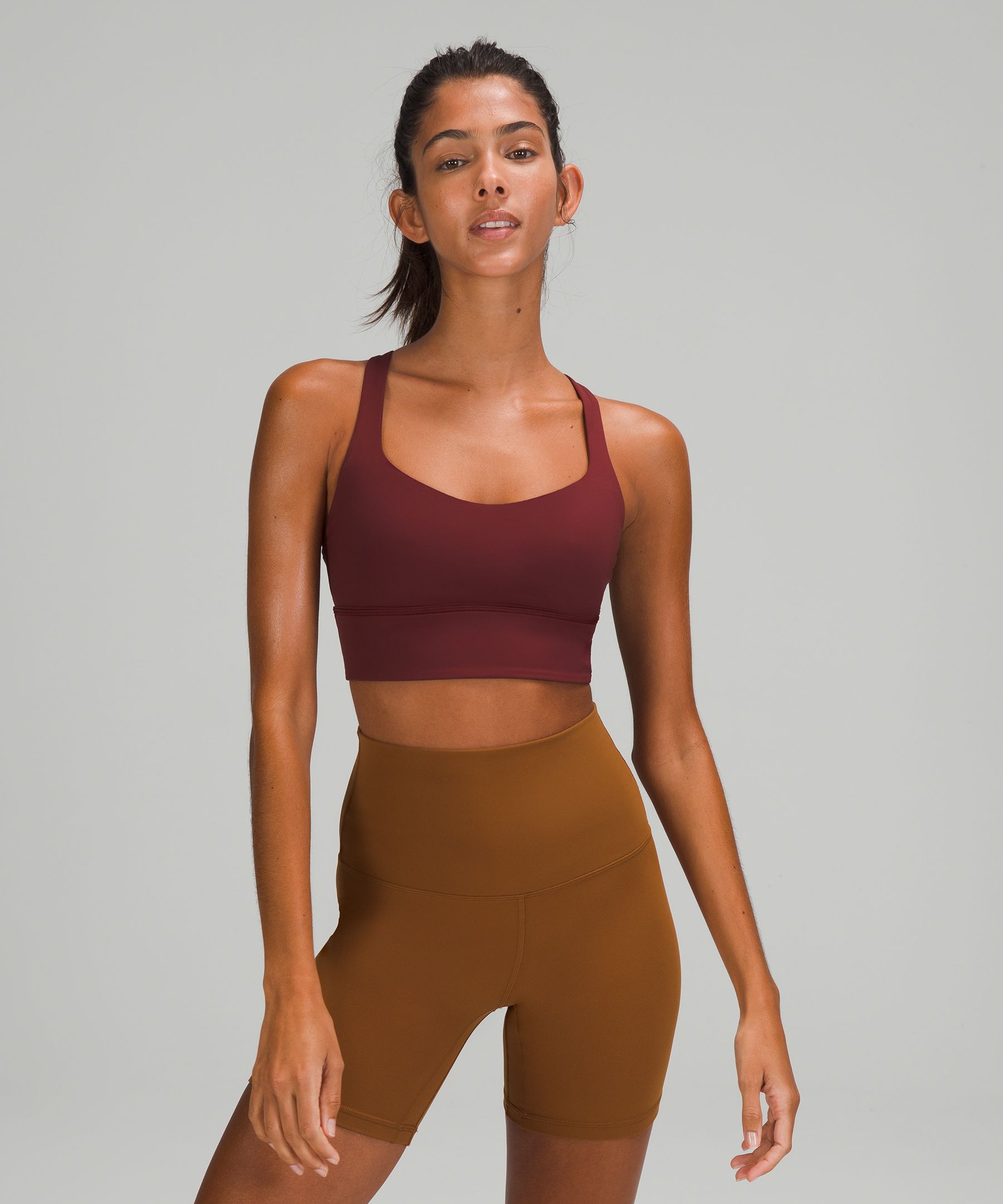 Lululemon Wild Long Line *light Support, A/b Cup In Red
