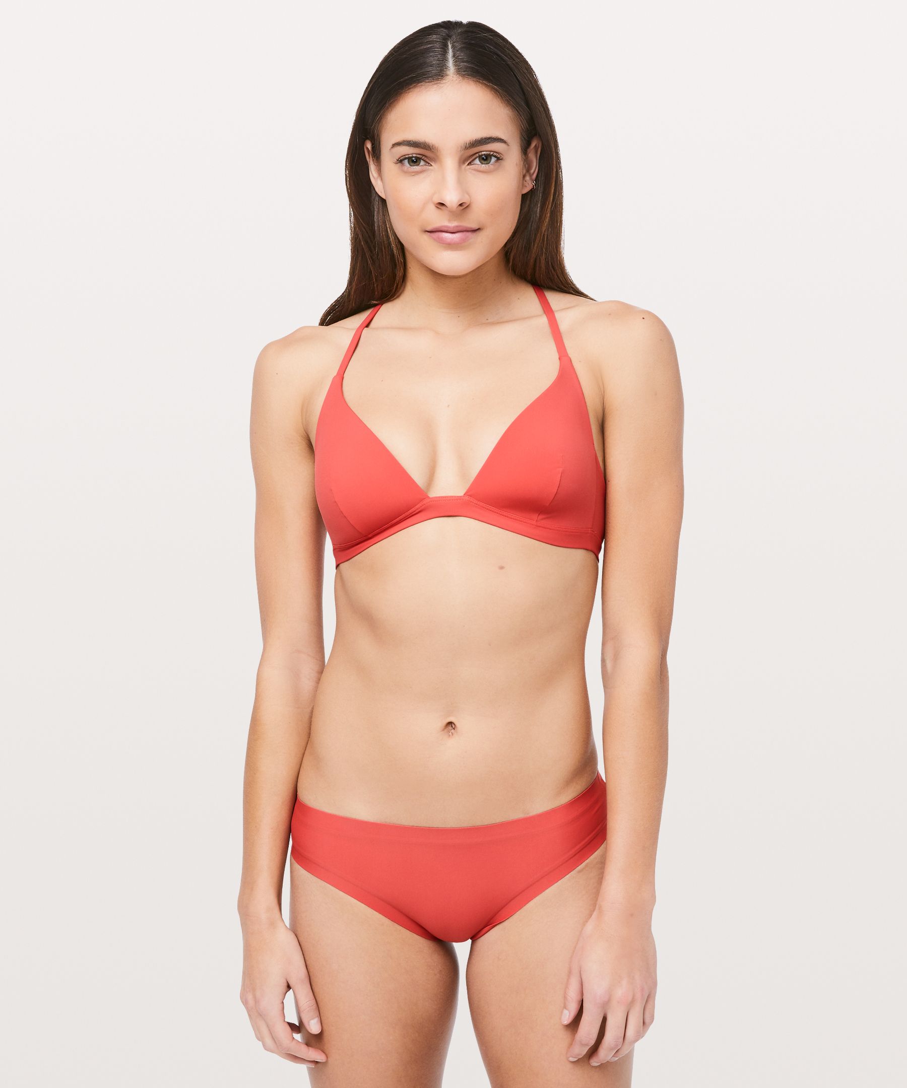 Lululemon Deep Sea Swim Top*a/b Cup In Poppy Coral