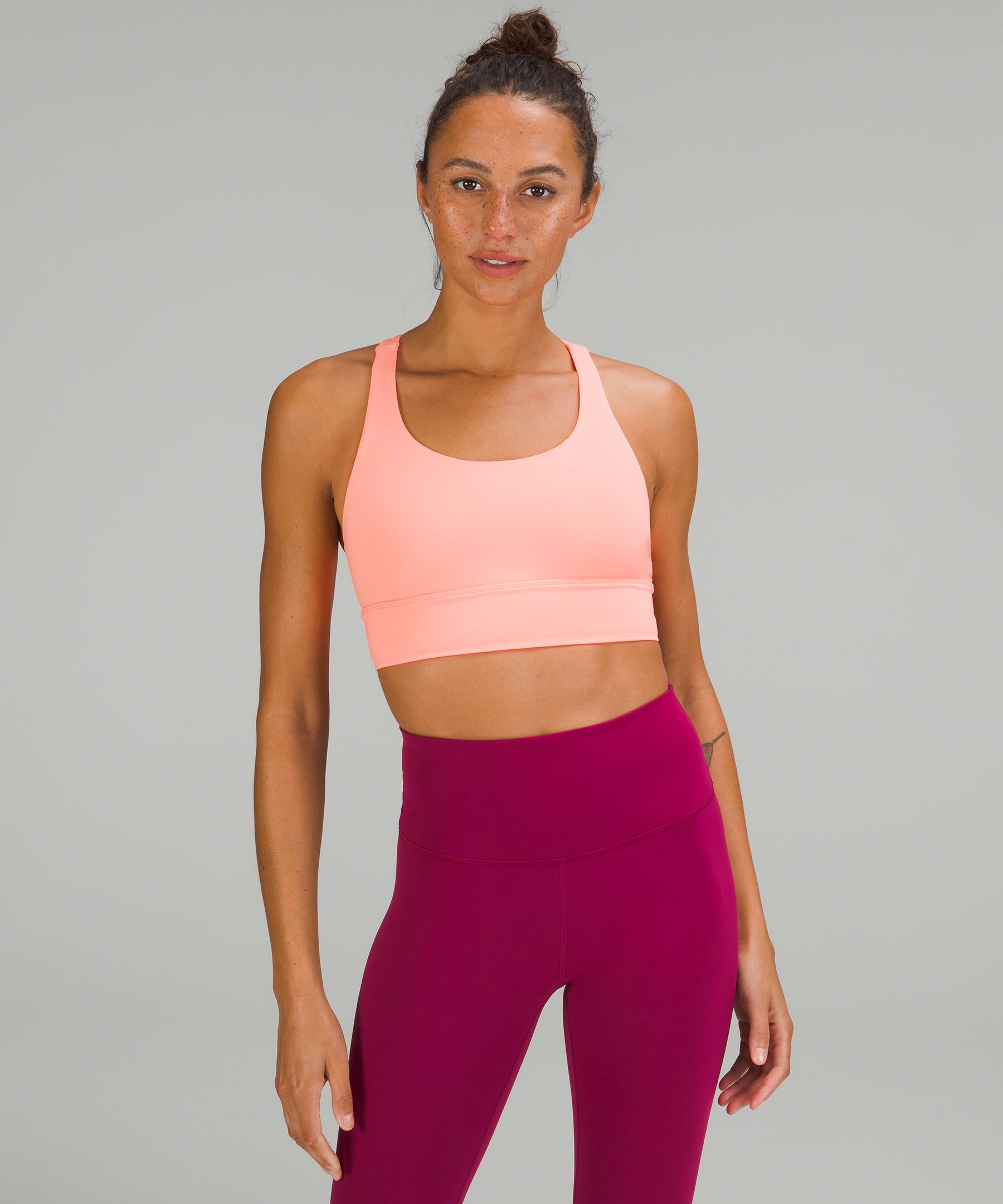 Lululemon Energy Longline Bra Medium Support, B-d Cups In Pink