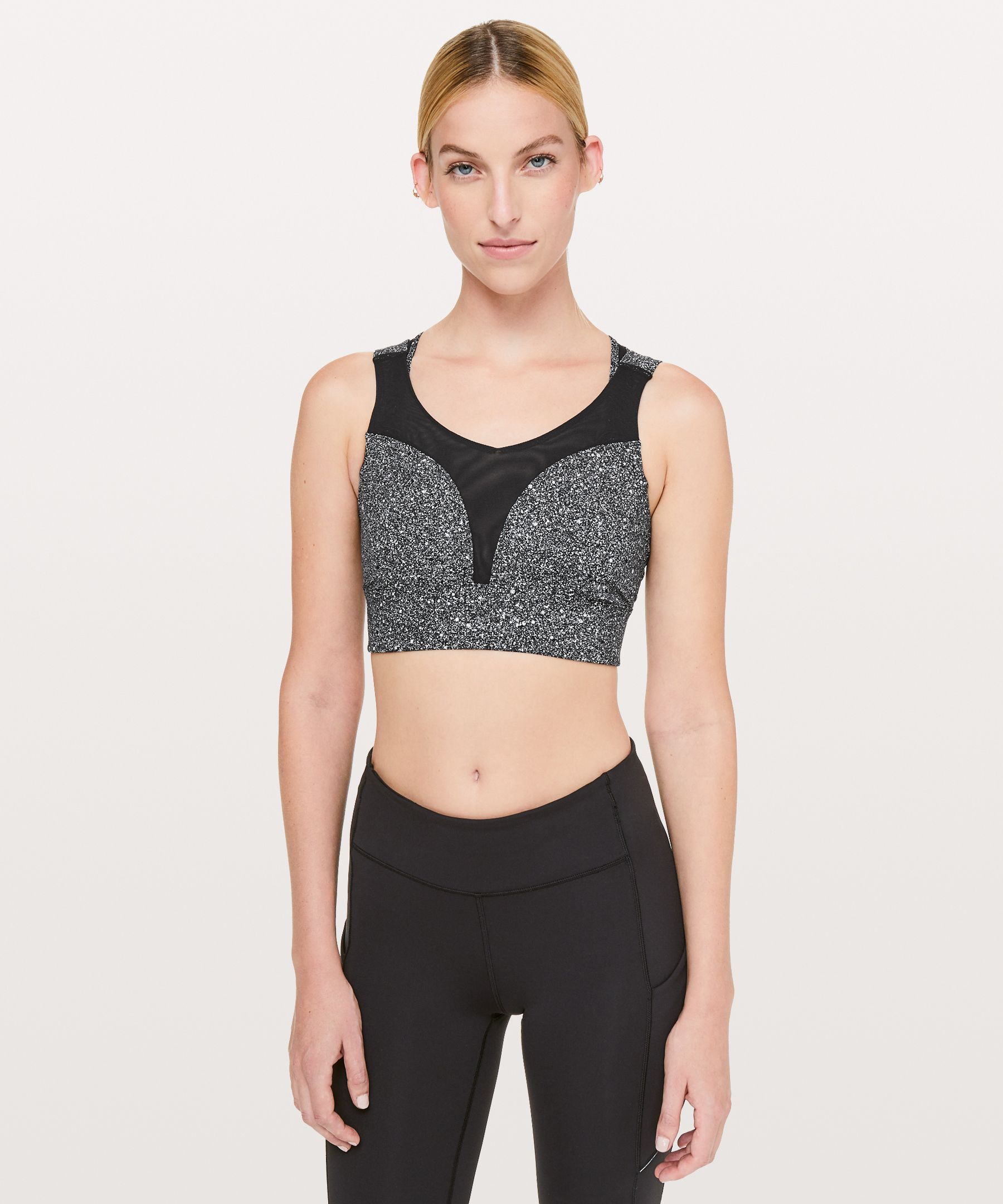 Grey Speckled Lululemon Sports Bra with Mesh Detailing