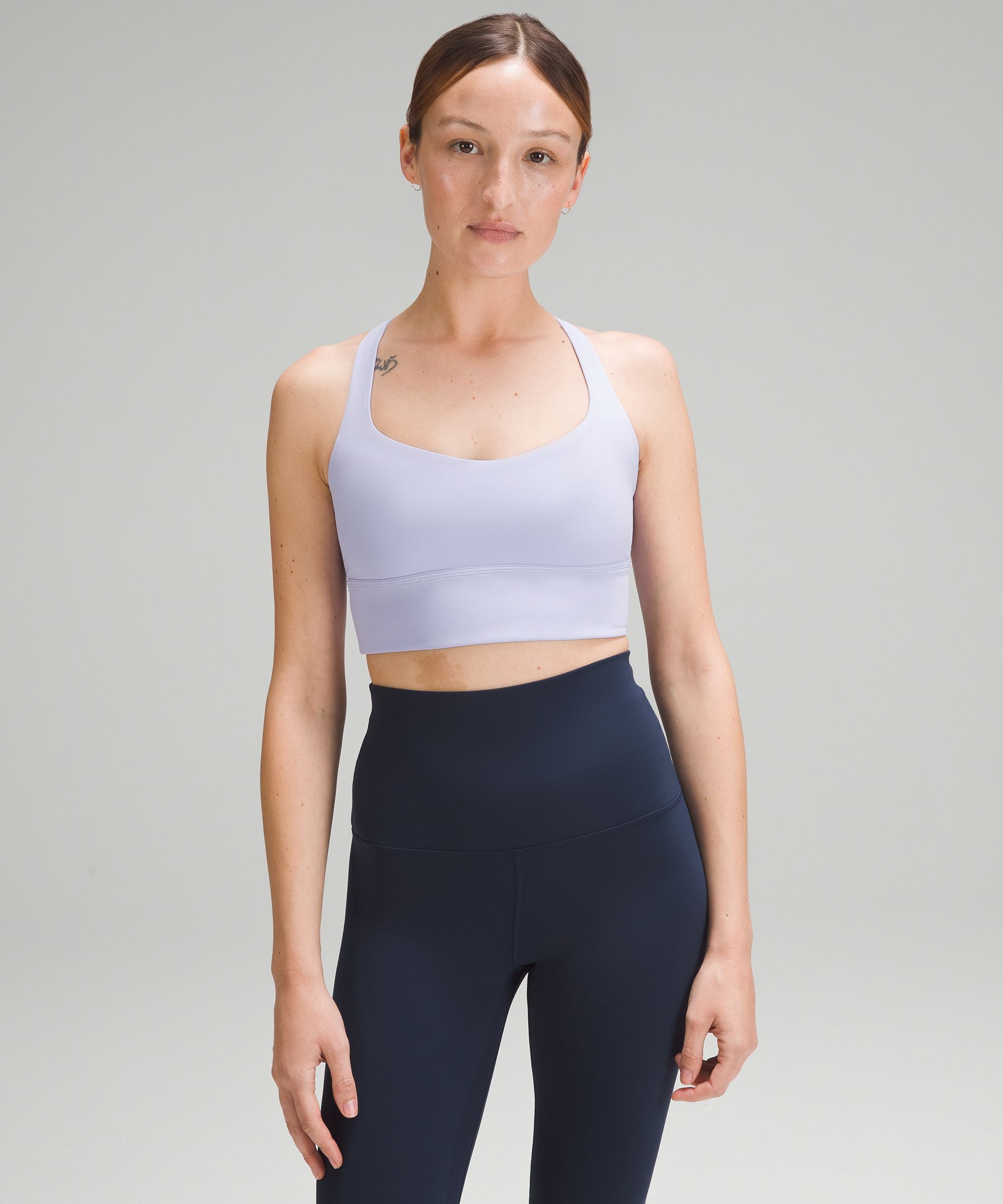 Lululemon Free To Be High-neck Longline Bra - Wild Light Support, A/b Cup  In White