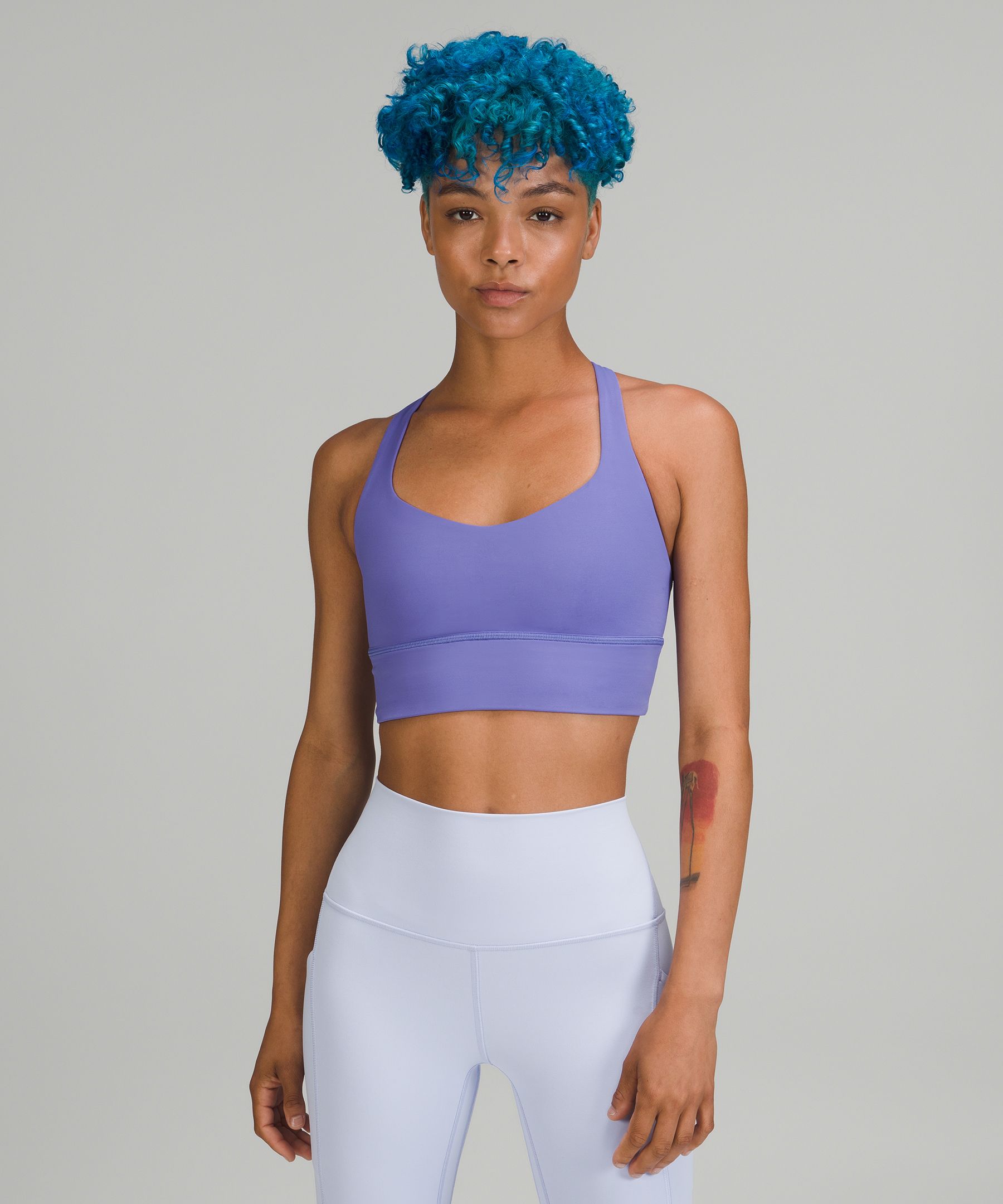 Lululemon Free To Be Longline Bra - Wild Light Support, A/b Cup In Charged Indigo/pastel Blue