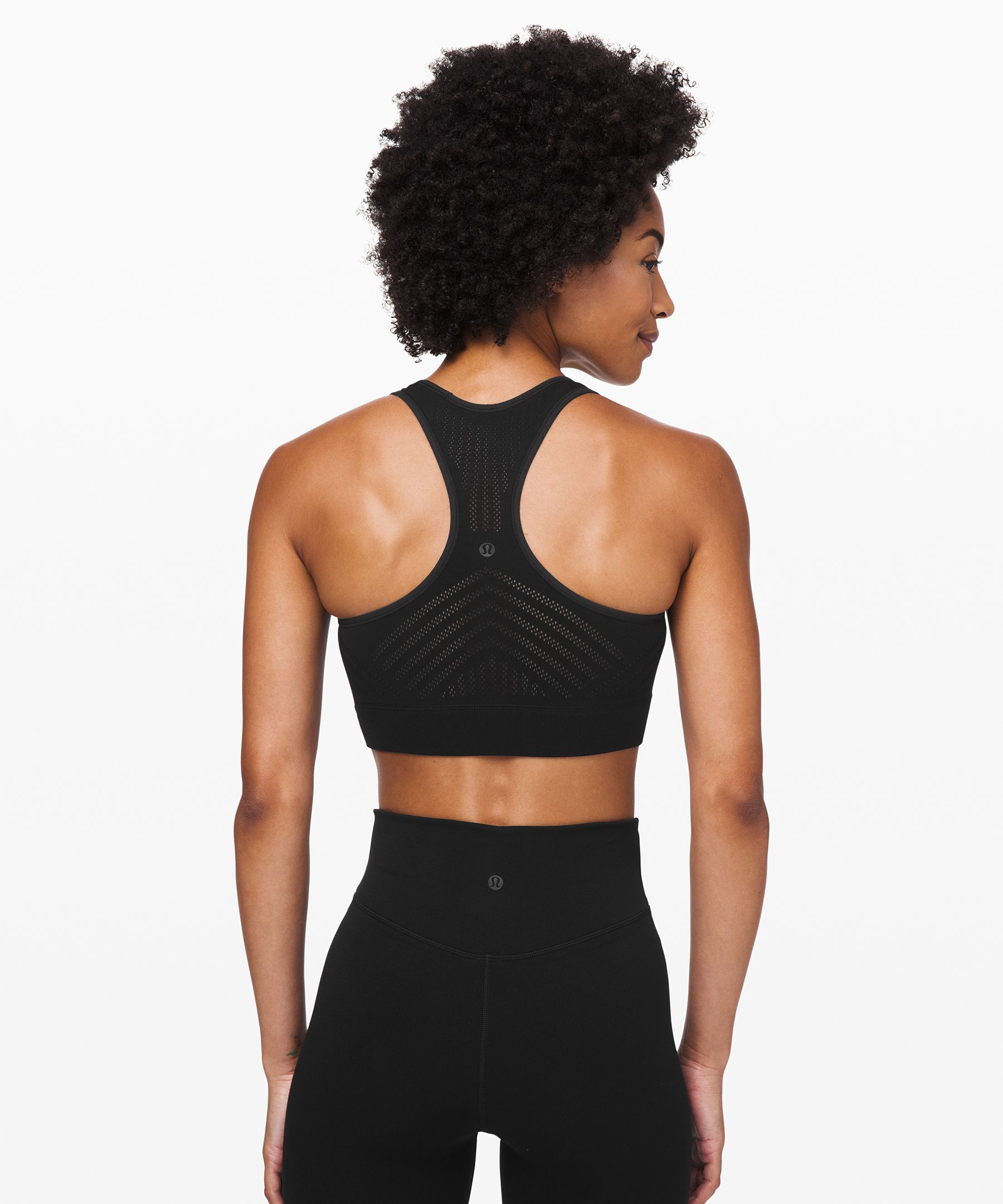 Lululemon Reveal Bra *mesh Stripes In Titanium