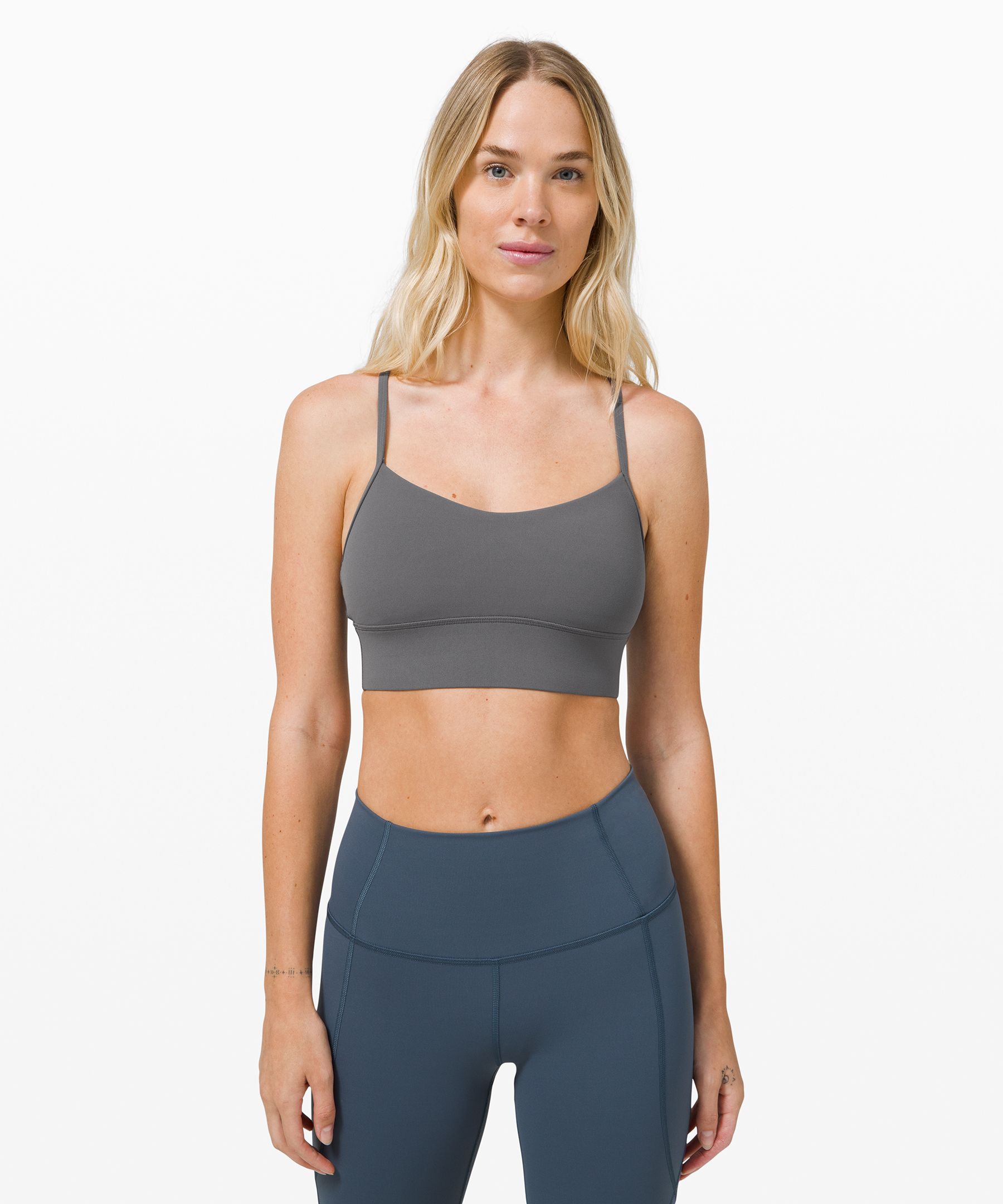 Lululemon Flow Y Bra Long Line Nulu*light Support, B/c Cup Online Only In  Grey