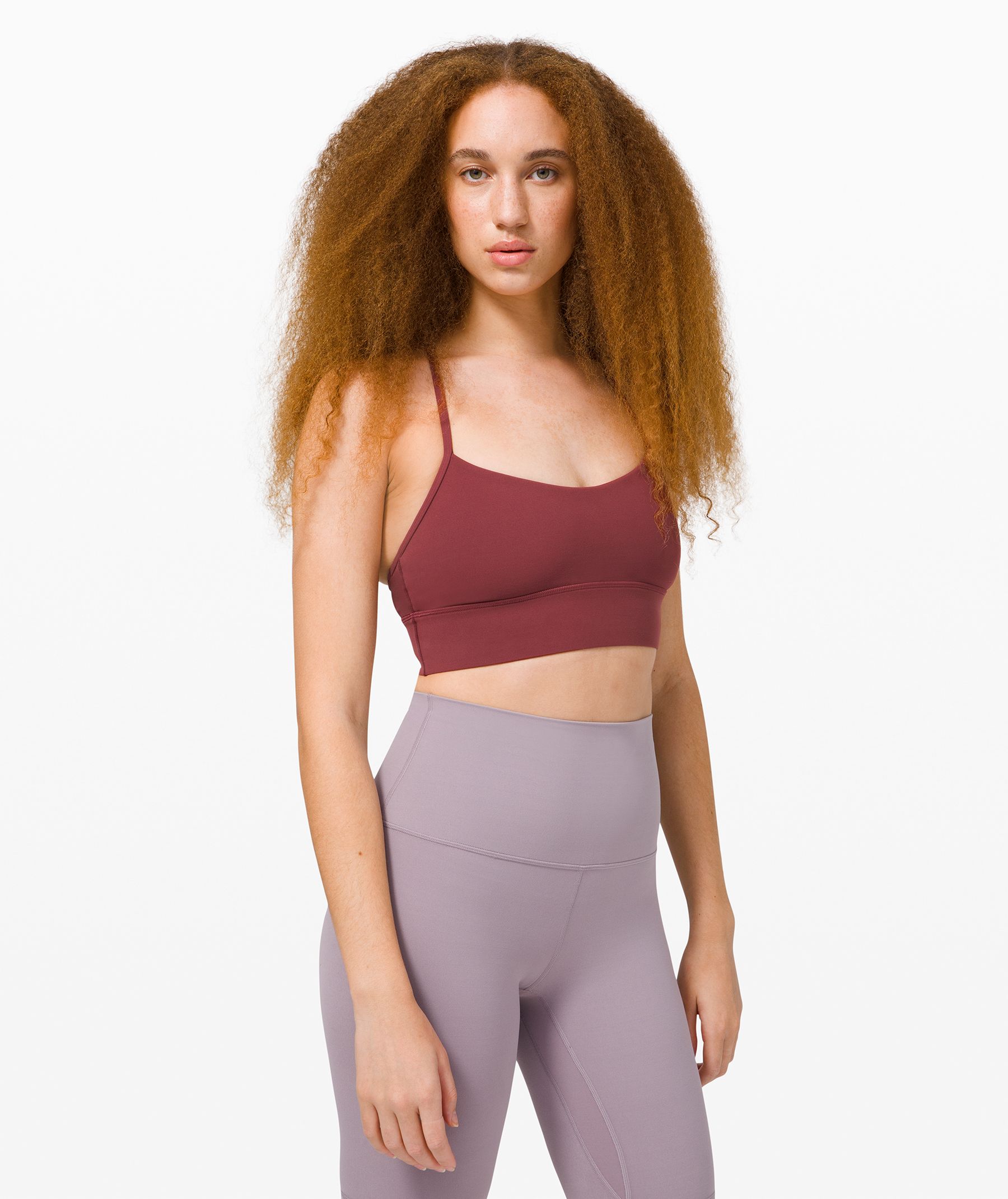 Lululemon Flow Y Bra Nulu Long Line Online Only *light Support, B/c Cup In Burgundy