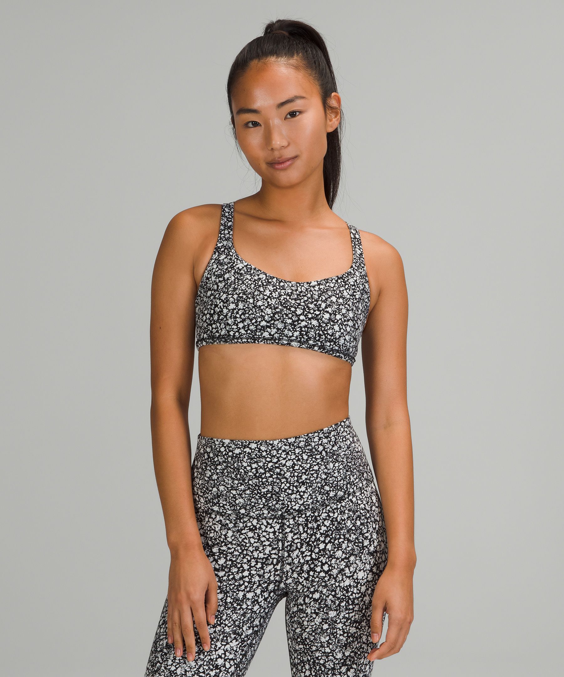 Lululemon Wild Light Support, A/b Cup In Venture Floral Alpine White Black/white