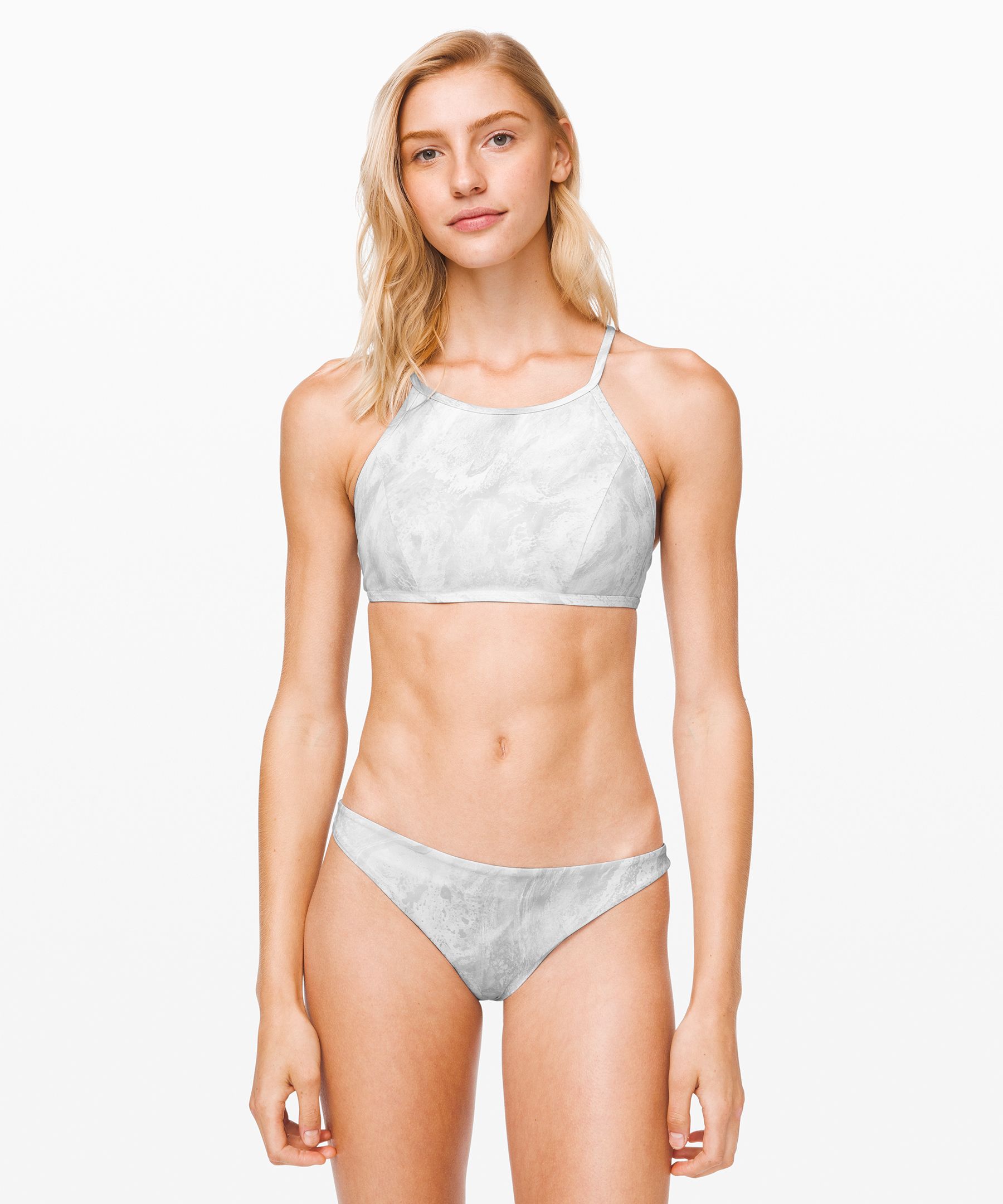 Lululemon See The Sea Swim Top*c/d Cup In Cosmic Shift White Grey