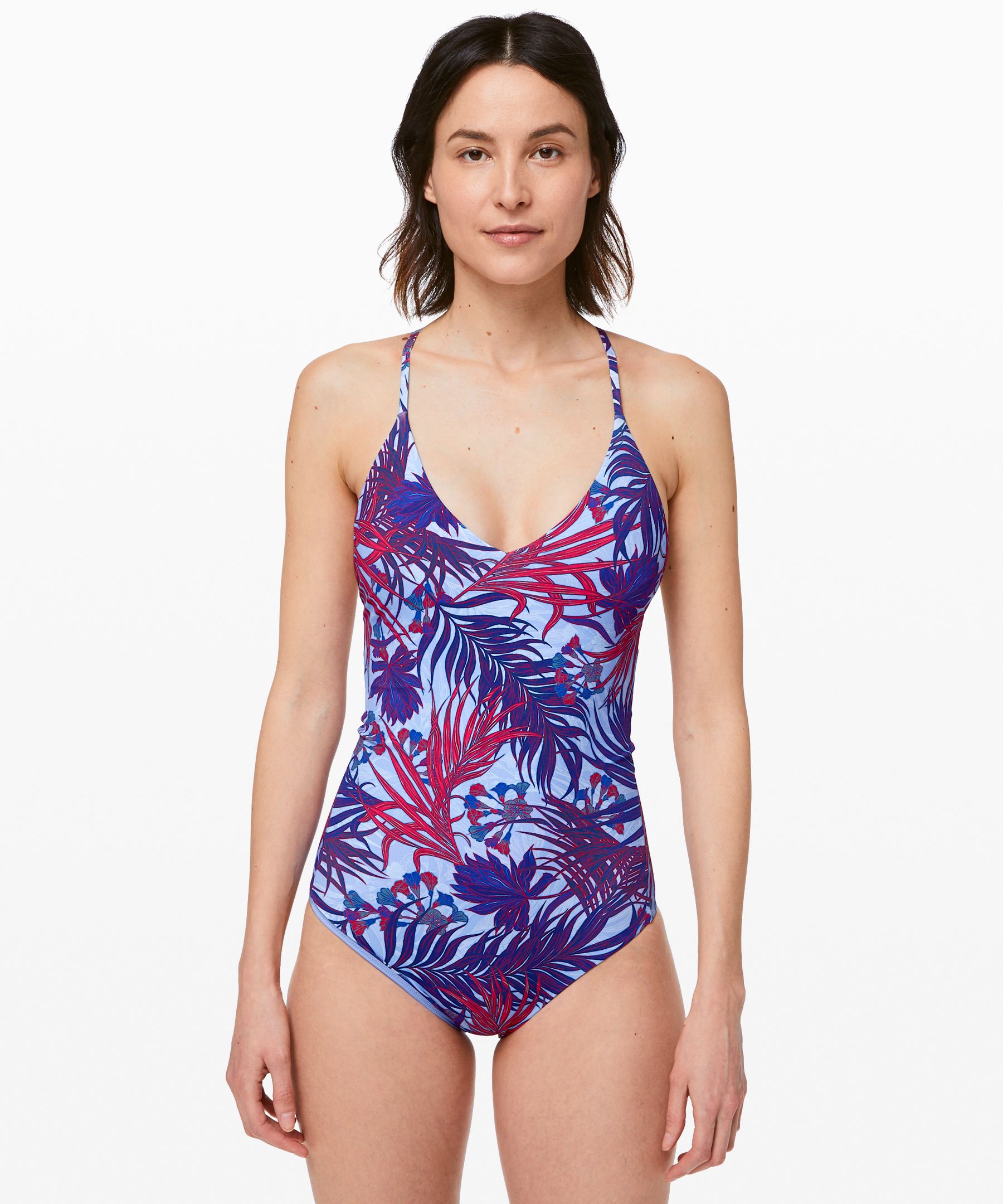 Lululemon Weave The Waves One Piece In Mini Twisted Tropics Hydrangea Multi