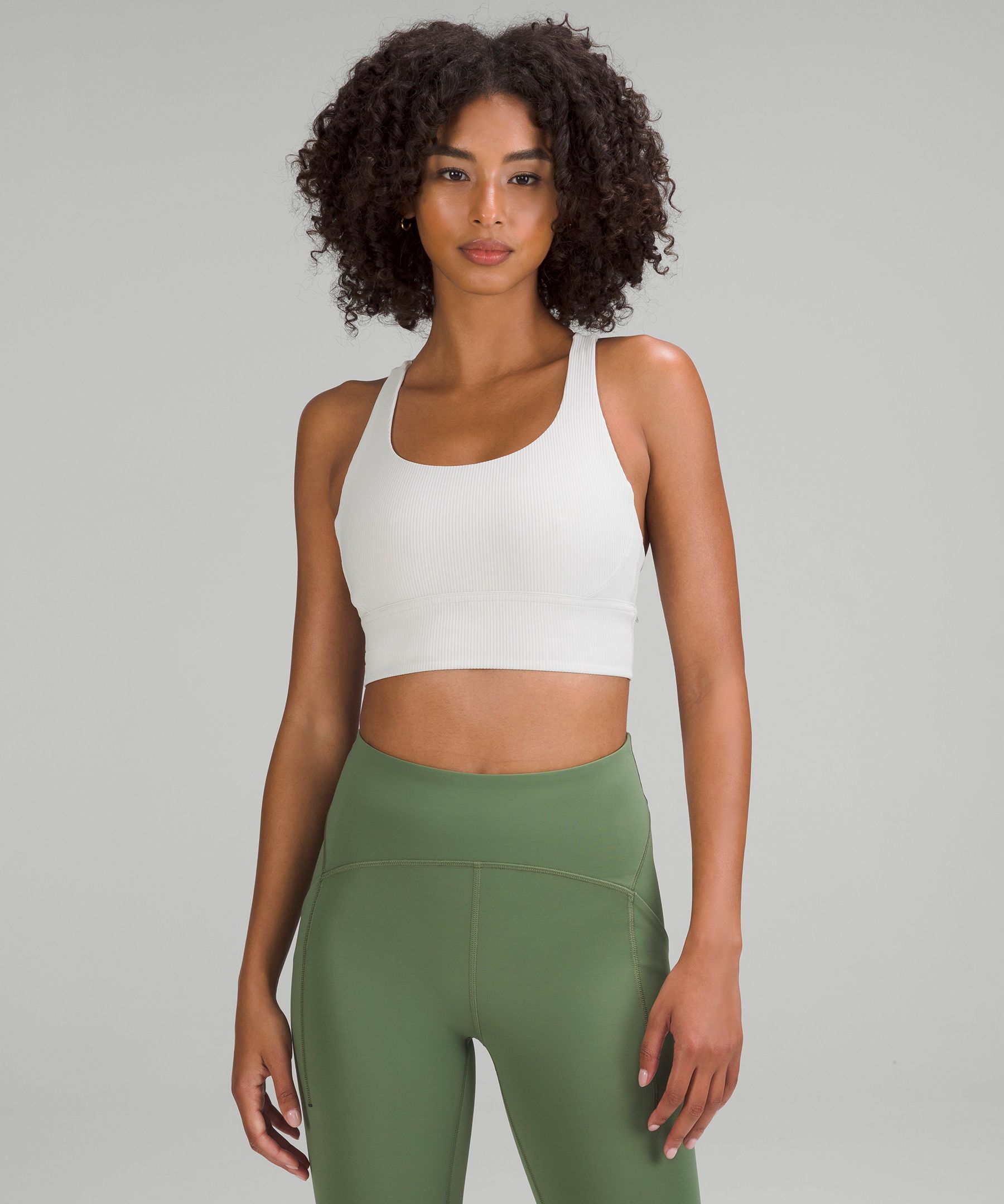 Lululemon Energy High-Neck Longline Ribbed Luxtreme Bra *Medium Support,  B–D Cups - Wasabi - lulu fanatics