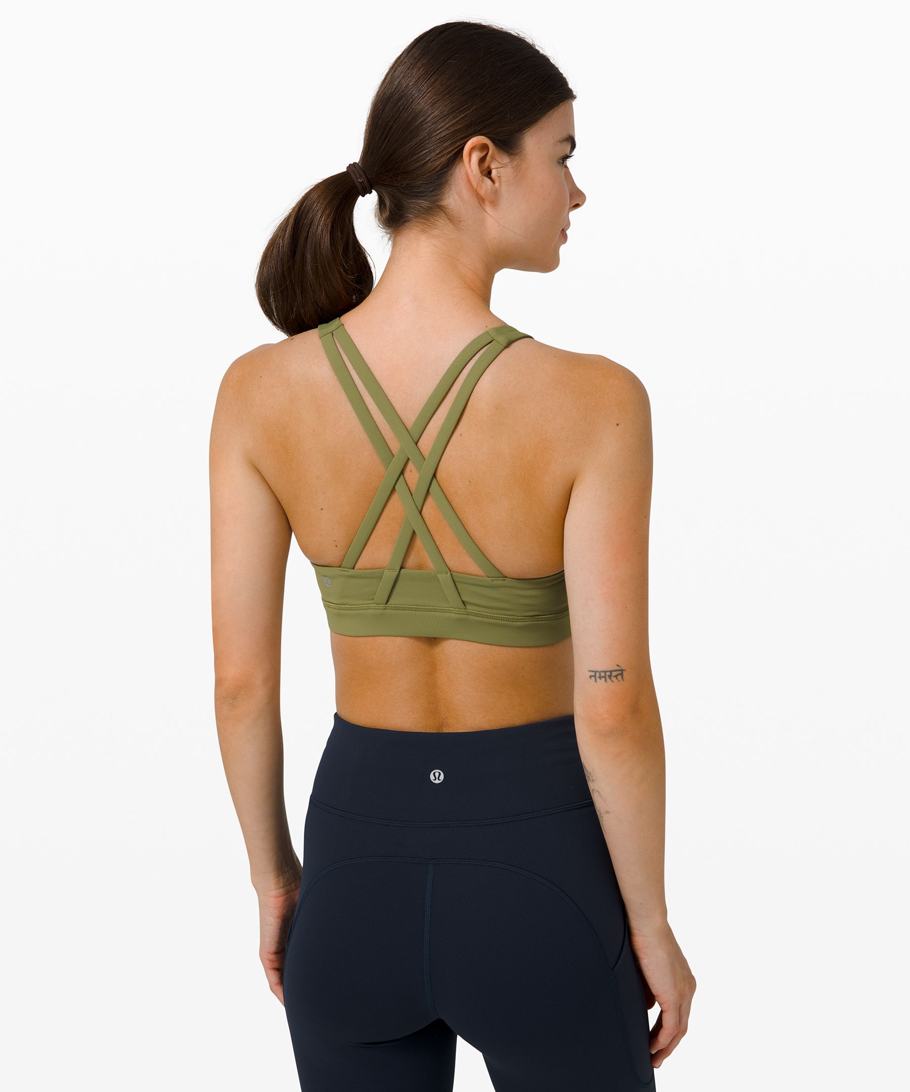 Energy bra high neck LL SFJARTL (8) and WU 25” grape thistle (4). WT 25”  (4) formation camo, should I get the matching bra for them?? : r/lululemon