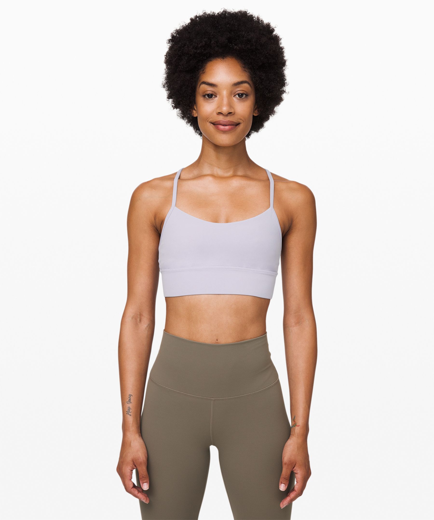 Lululemon Flow Y Bra Long Line Nulu In Pink