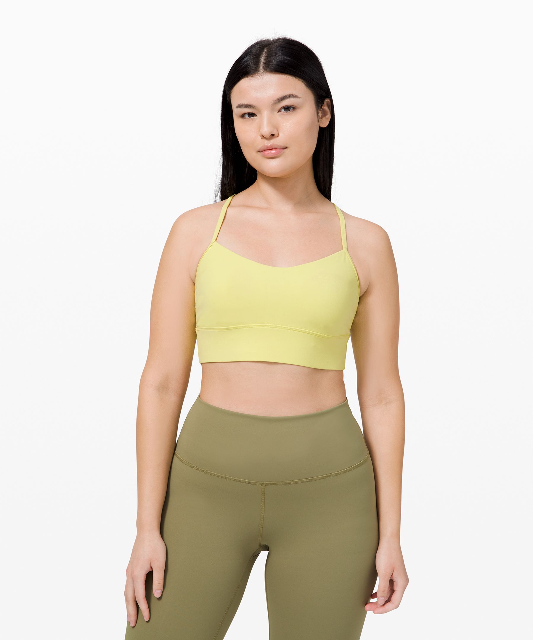 Lululemon Flow Y Bra Long Line Nulu *light Support, A–c Cups *online Only In Yellow