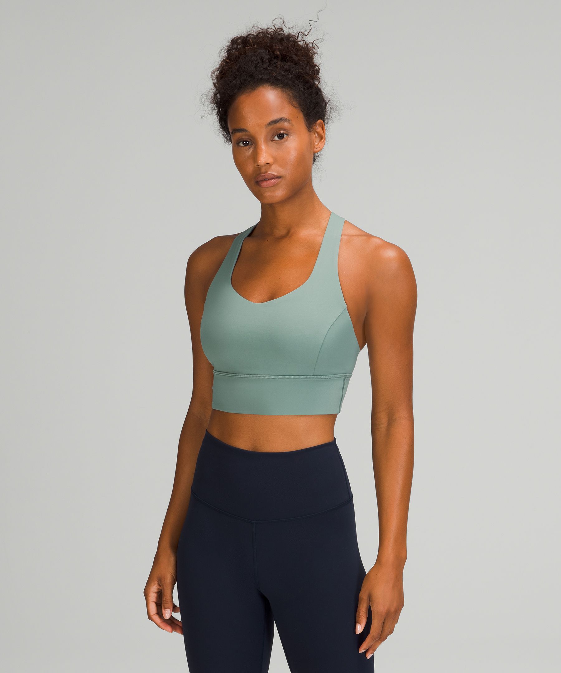 Lululemon Free To Be Serene Longline Bra Light Support, C/d Cup In Tidewater Teal/pink Mist