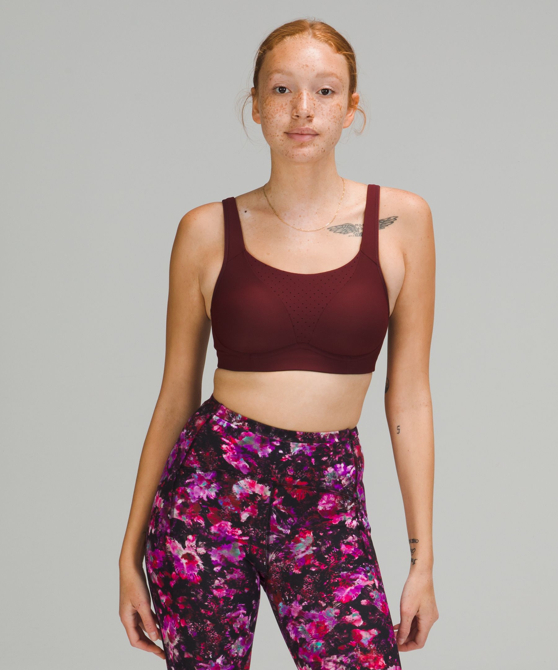 Lululemon Run Times Bra High Support, B-g Cups In Red Merlot