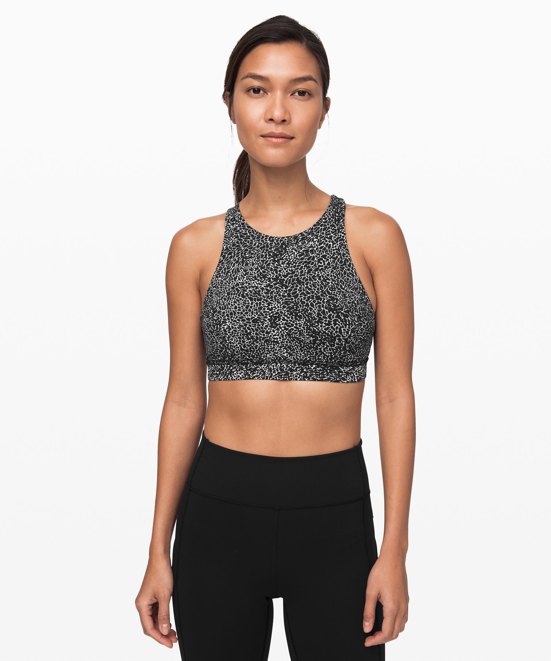 Lululemon Energy Bra *high Neck In Polar Shift Alpine White Black