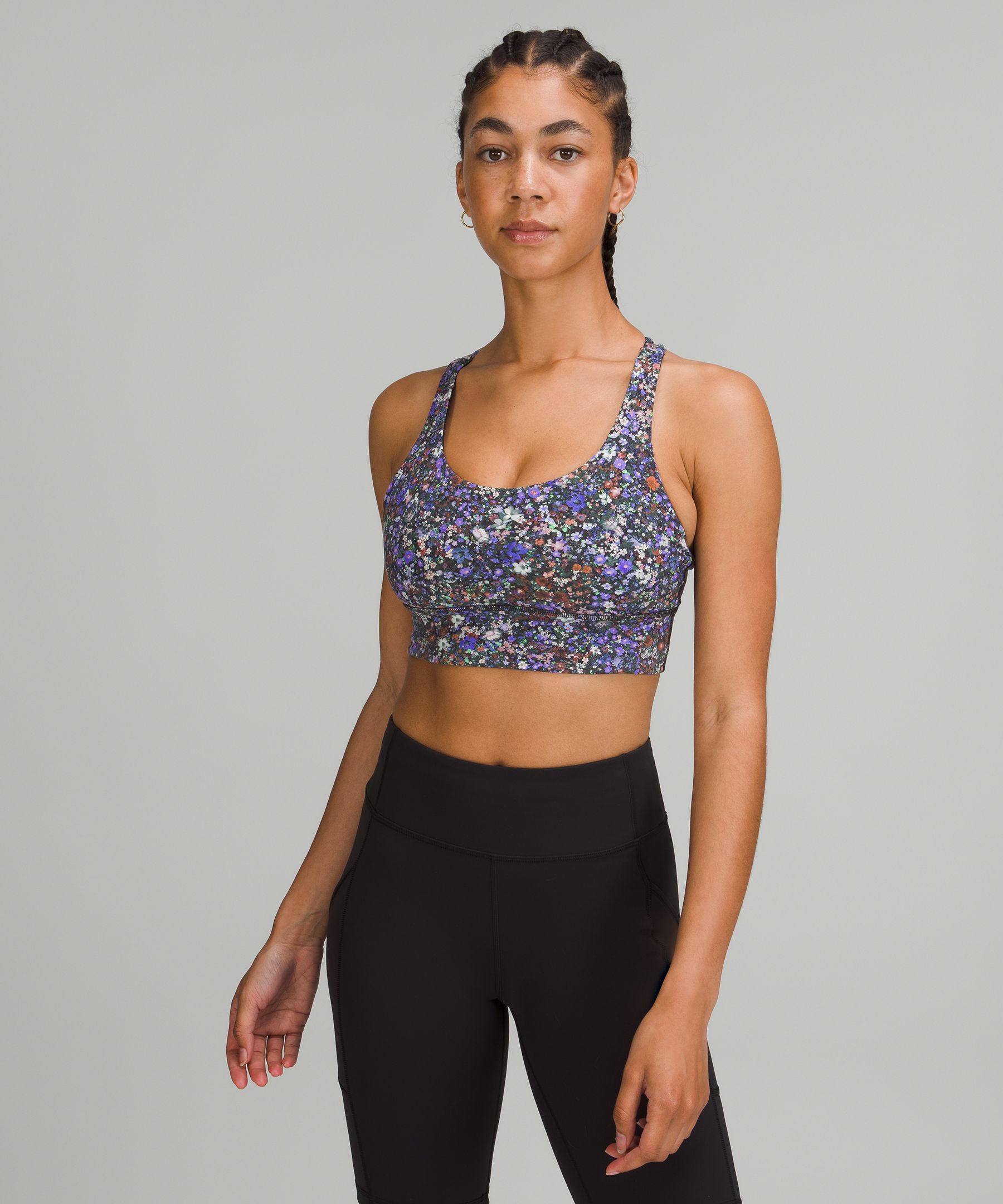 Lululemon Energy Longline Bra Medium Support, B-d Cups In Flower Burst