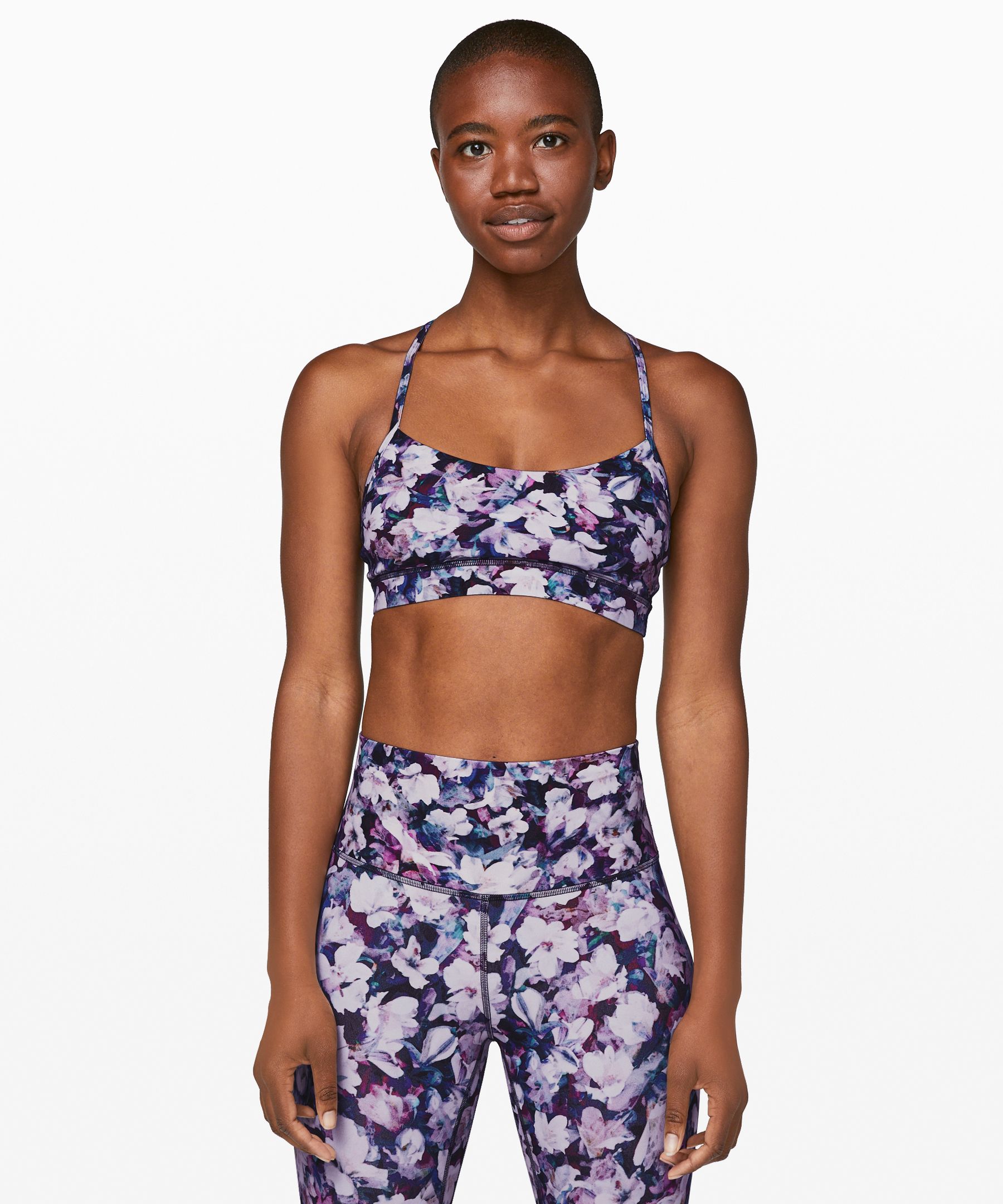 Lululemon Flow Y Bra Nulu*light Support, B/c Cup In Formation Camo Deep  Coal Multi