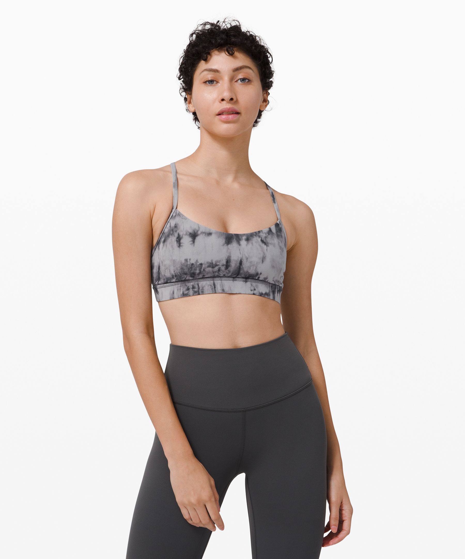 Lululemon Flow Y Bra Nulu *light Support, B/c Cup In Code Emboss Black