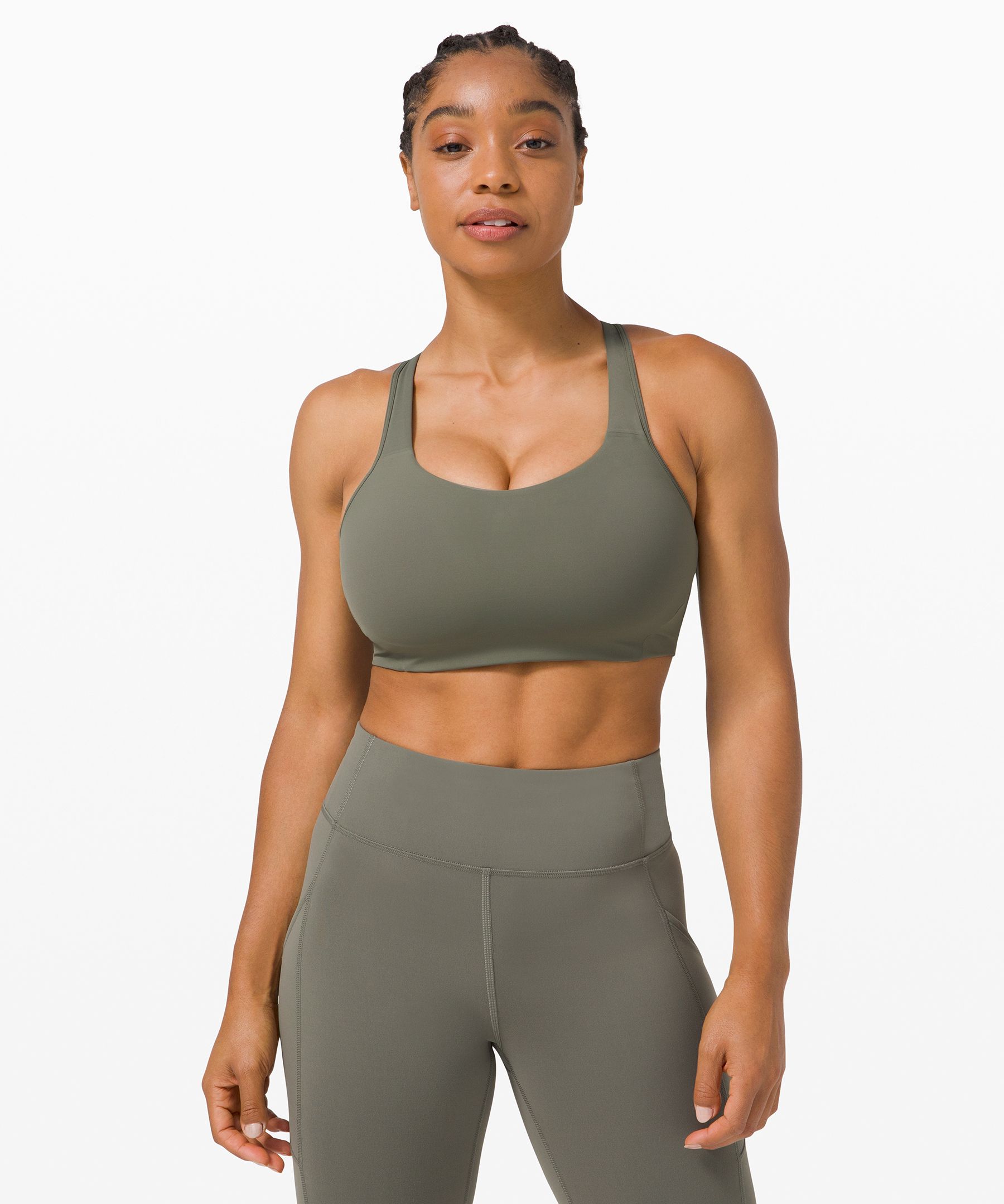 Lululemon All Powered Up Bra Medium Support, A-g Cups In Grey Sage