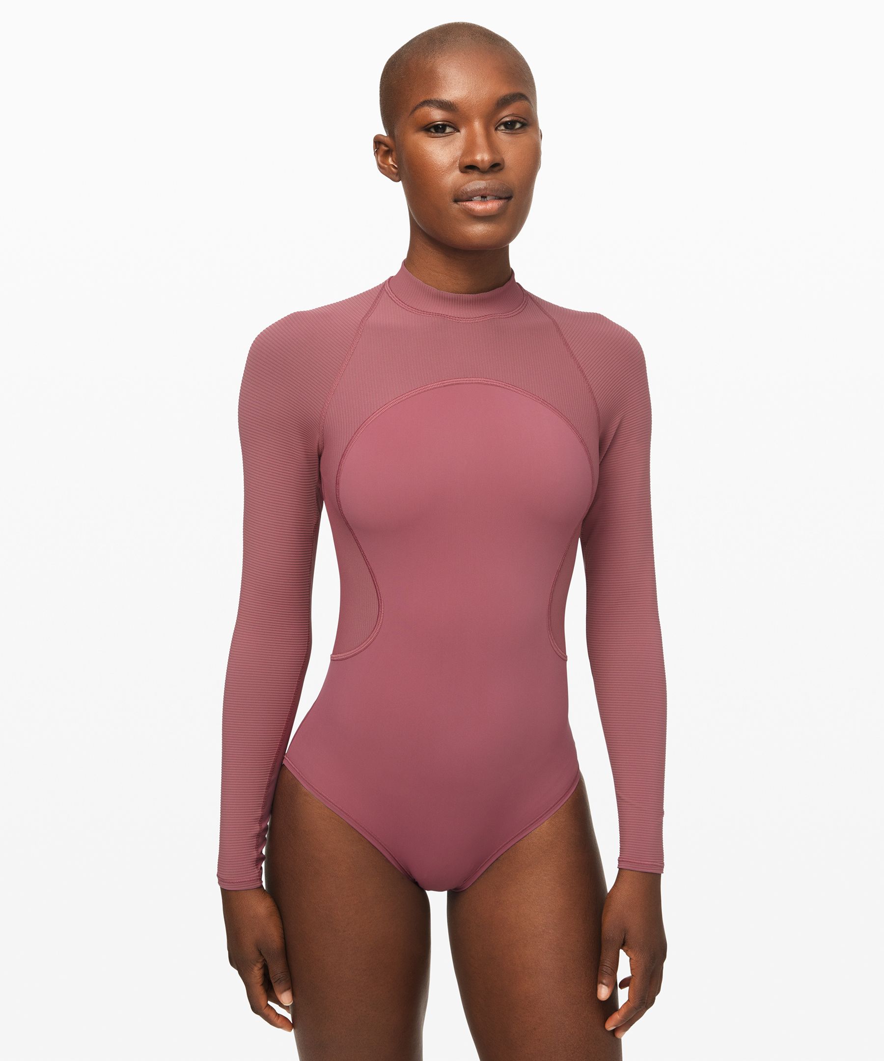 Lululemon Wade The Waters Long Sleeve One-piece In Moss Rose