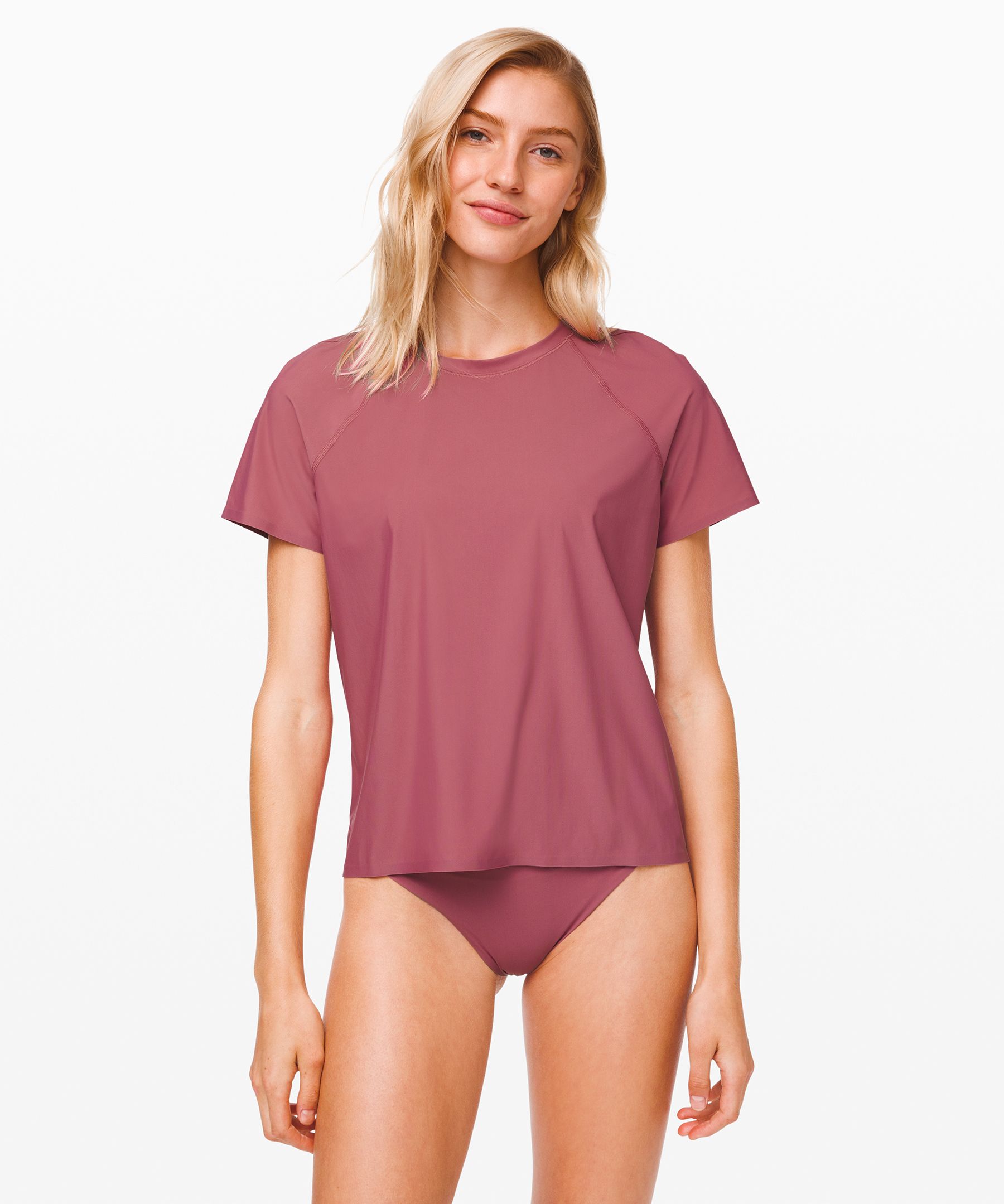 Lululemon Sun Shelter Short Sleeve Rash Guard In Moss Rose