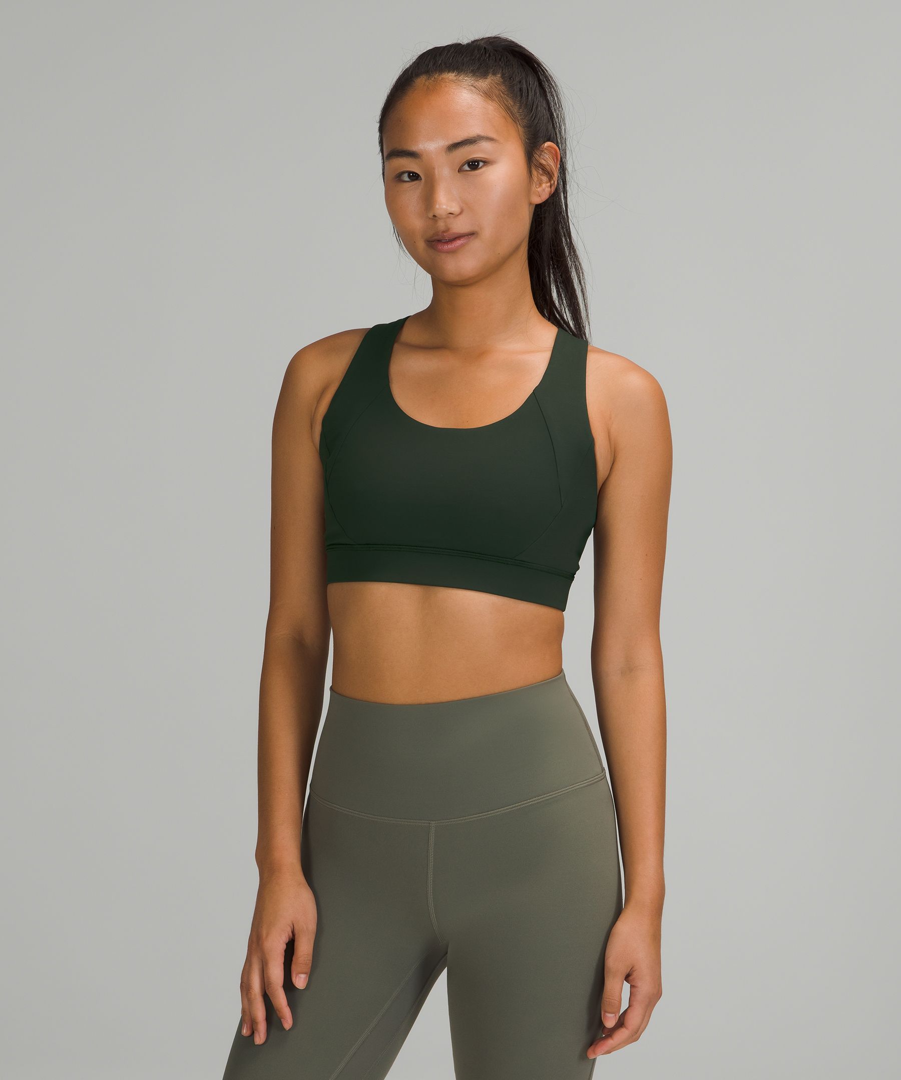 Lululemon Free To Be Elevated Bra Light Support, Dd/ddd(e) Cup In Rainforest Green/green Twill
