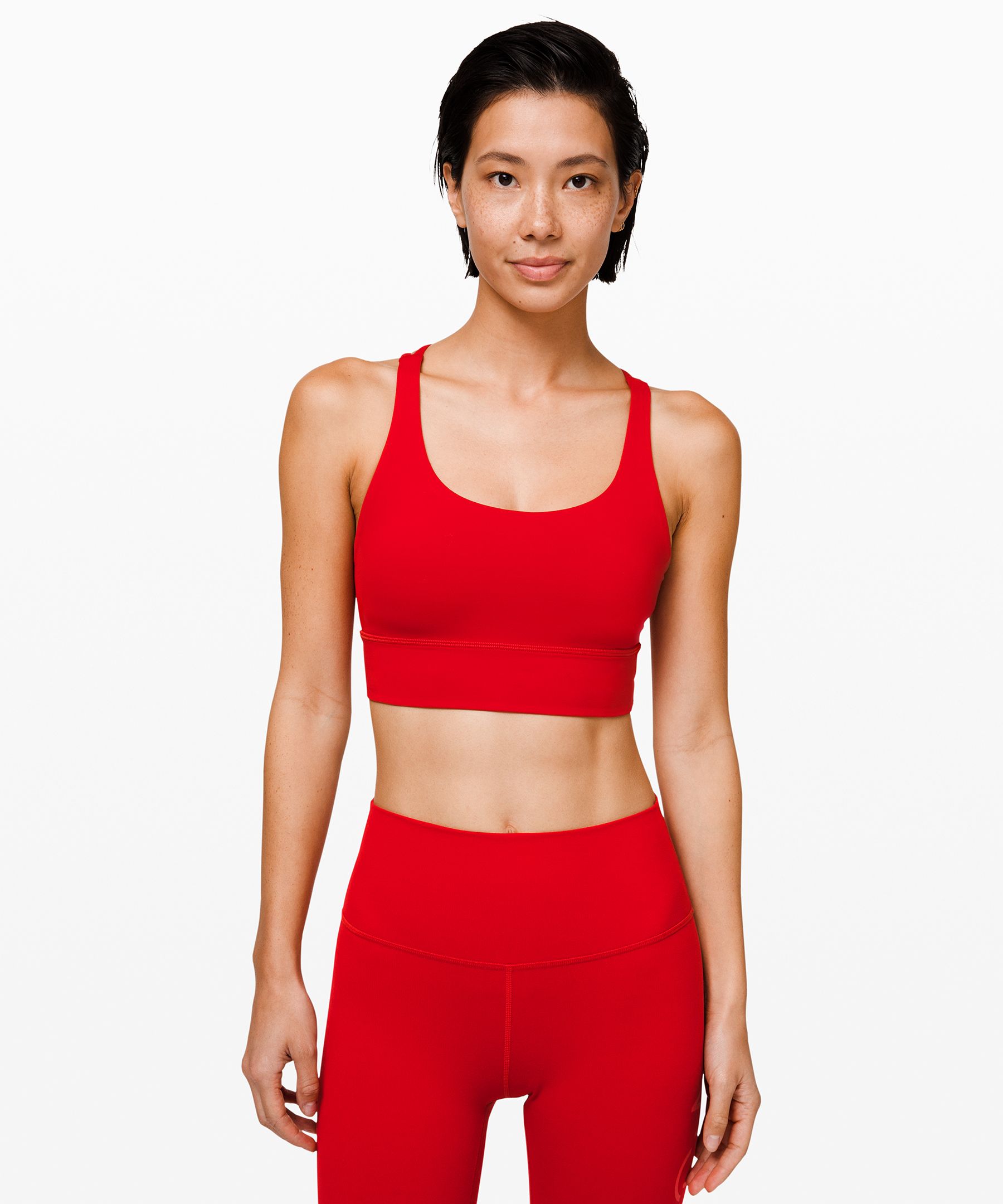 Lululemon Energy Bra Long Line Medium Support, B/c Cup *lunar New Year In Dark Red