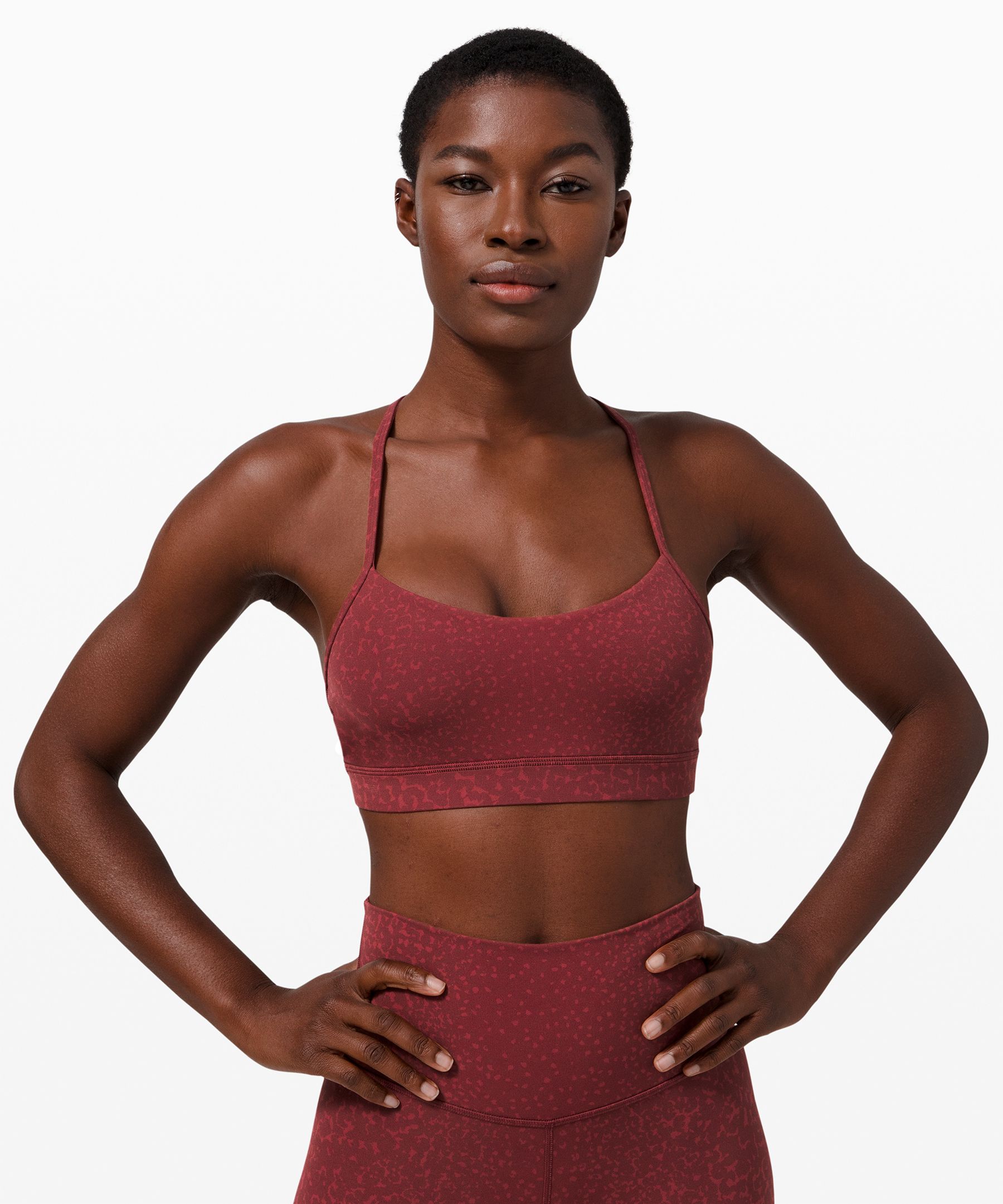 Lululemon Flow Y Bra Nulu *light Support, B/c Cup In City Camo Chianti Multi Flowy Bra