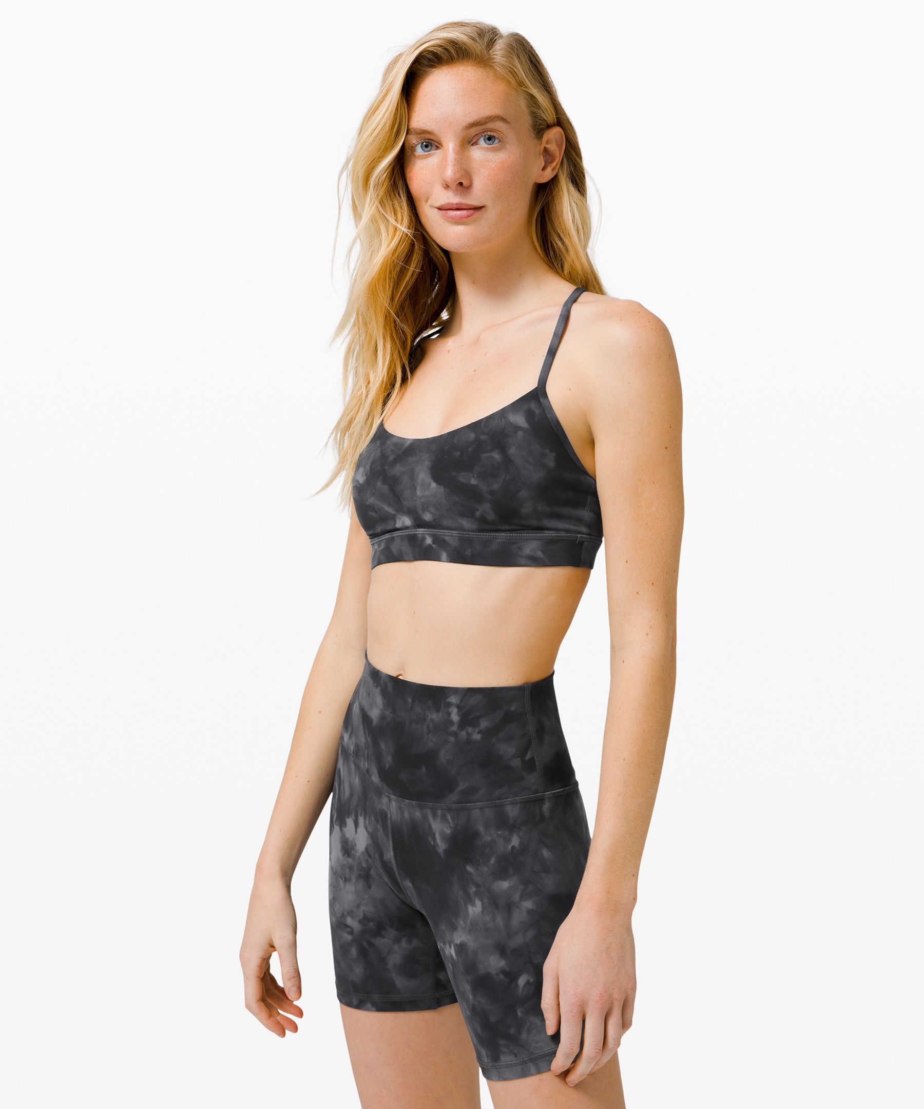 Lululemon Flow Y Nulu Bra Light Support, A-c Cups In Diamond Dye Pitch Grey Graphite Grey