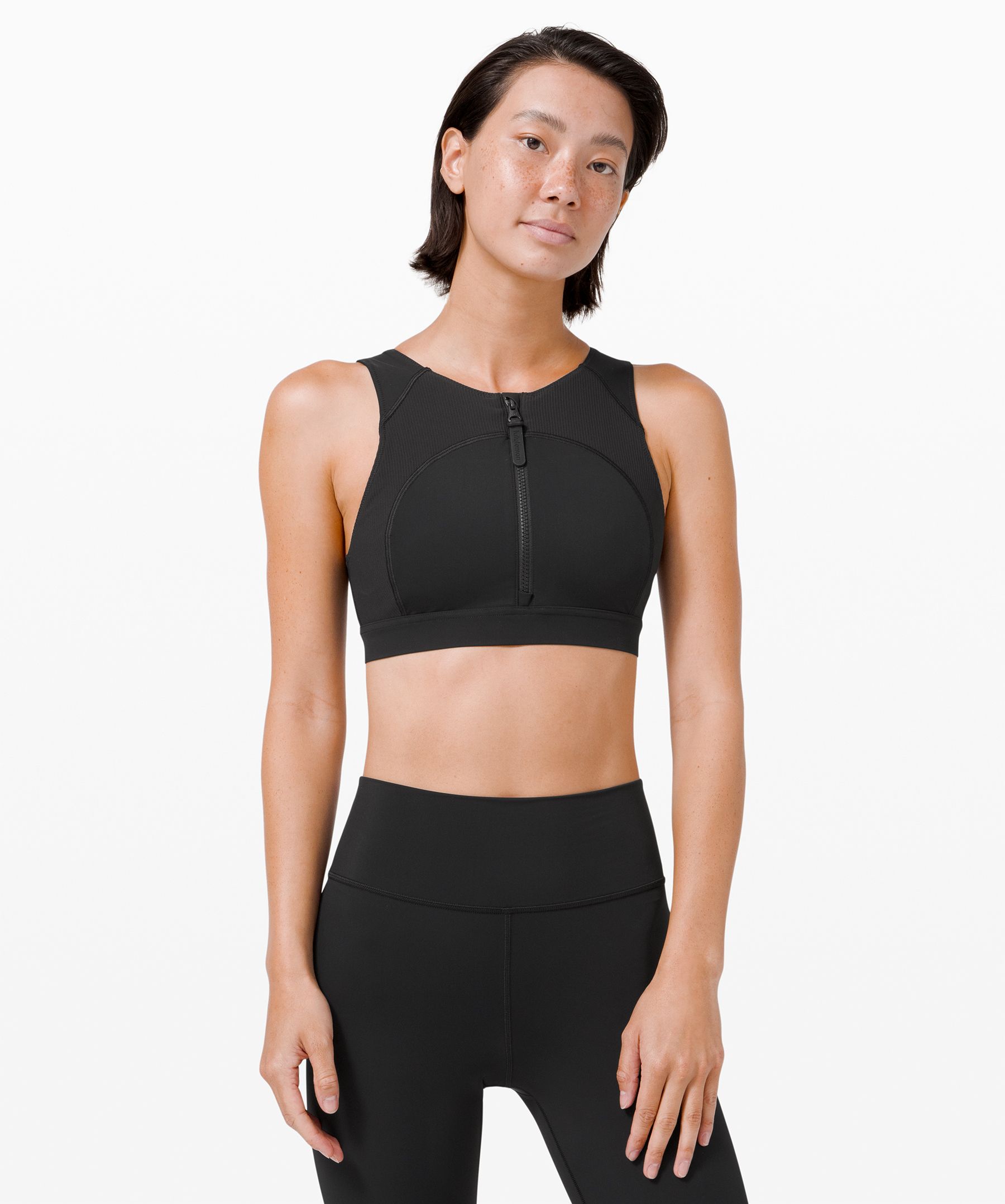 Lululemon Train To Beach Top High Support, B/c Cup In Black