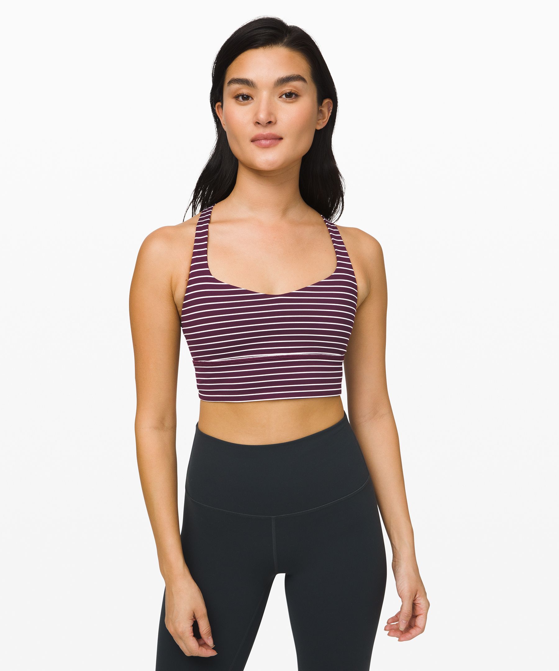 Lululemon Free To Be Bra Wild Long Line*light Support, A/b Cup In Parallel Stripe Dark Adobe White