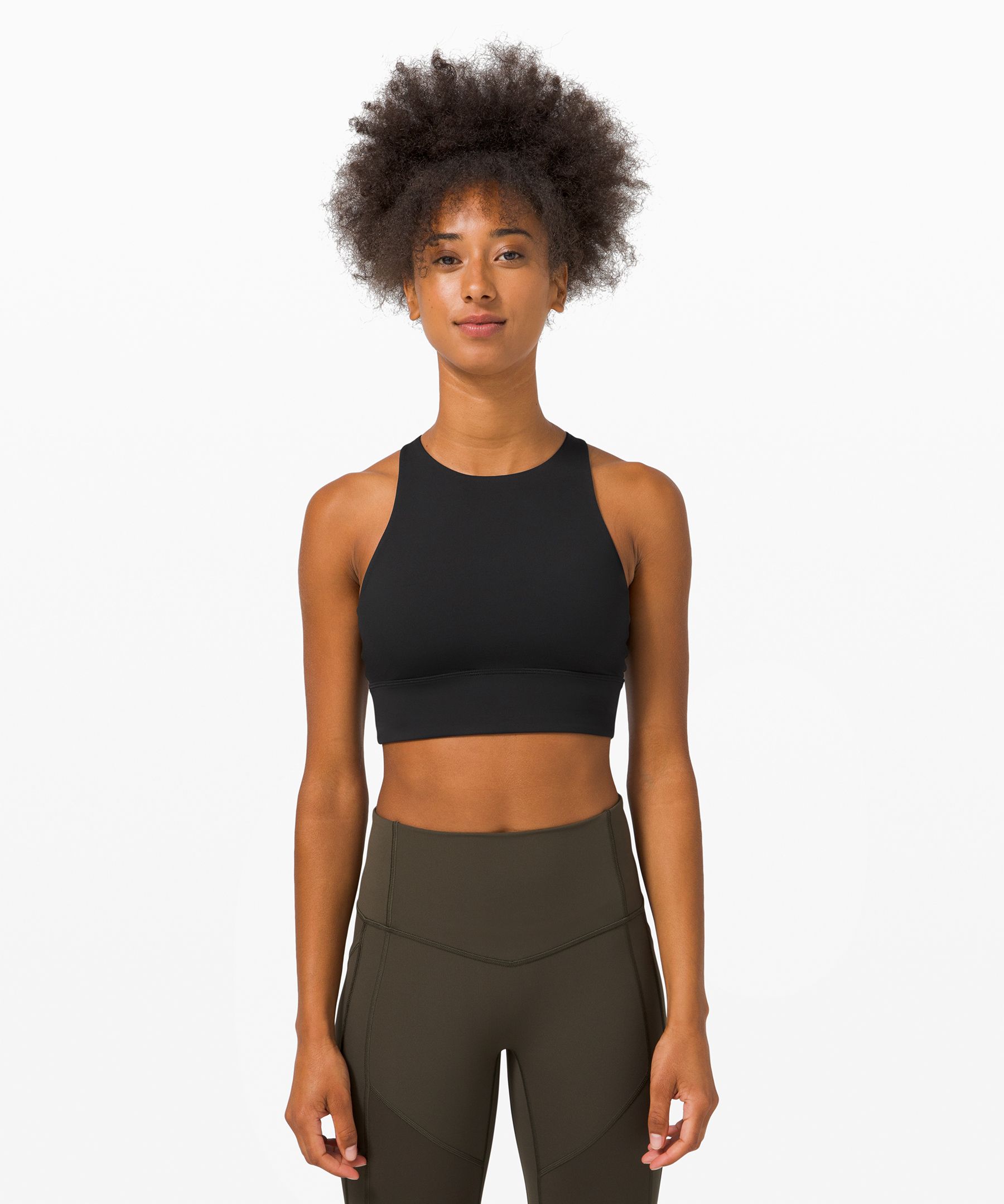 Lululemon Energy High-neck Longline Bra Medium Support, B-d Cups In Black