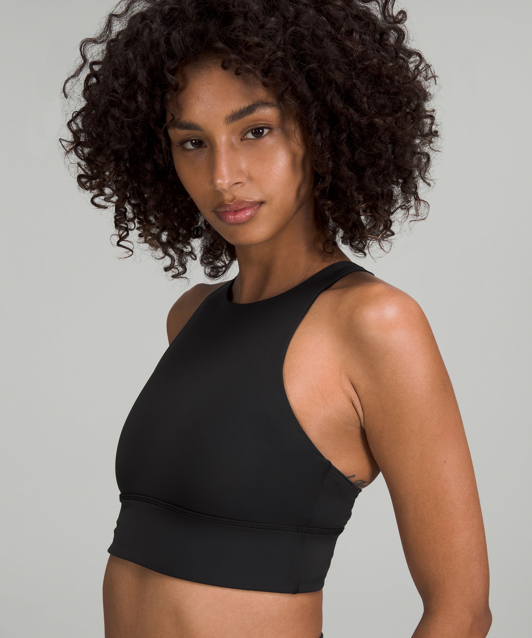 LULULEMON Energy Bra High-Neck Longline Rib Medium Support 6 DARK