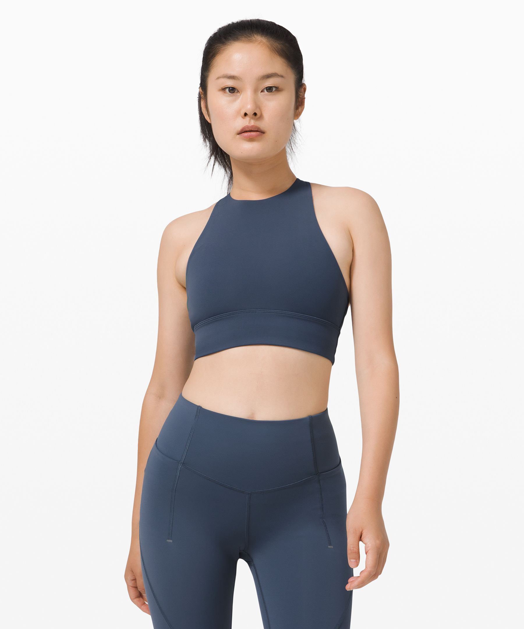 Lululemon Energy Bra High Neck Long Line *tough In Navy