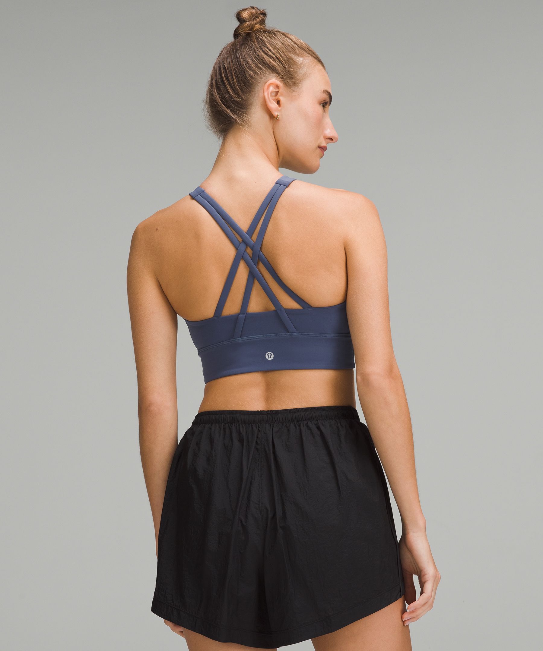 Lululemon Energy High-neck Longline Bra Medium Support, B-d Cups In Blue