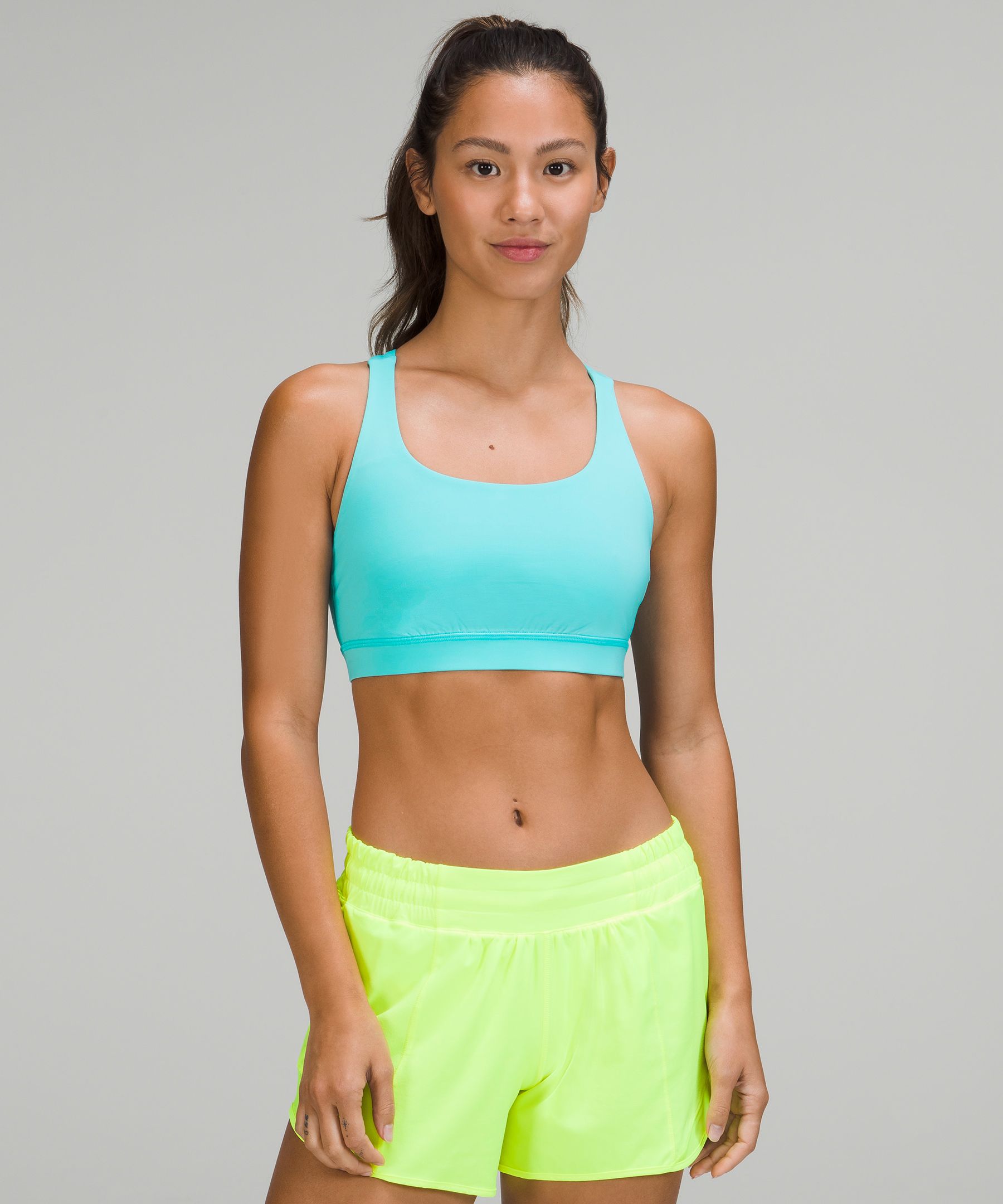 Lululemon Energy Bra Medium Support, B-d Cups In Electric Turquoise