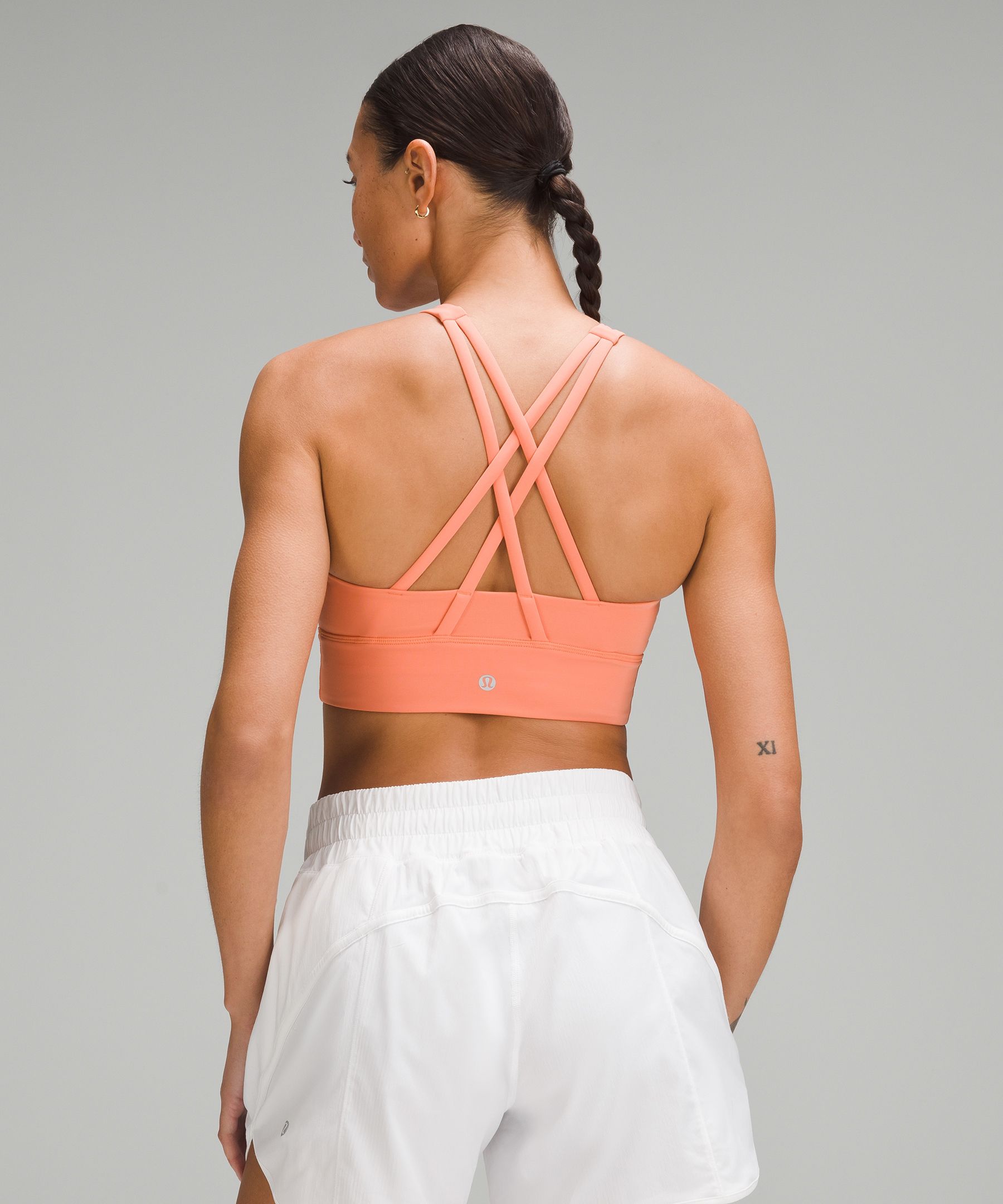 Lululemon Energy High-neck Longline Bra Medium Support, B-d Cups In Pink