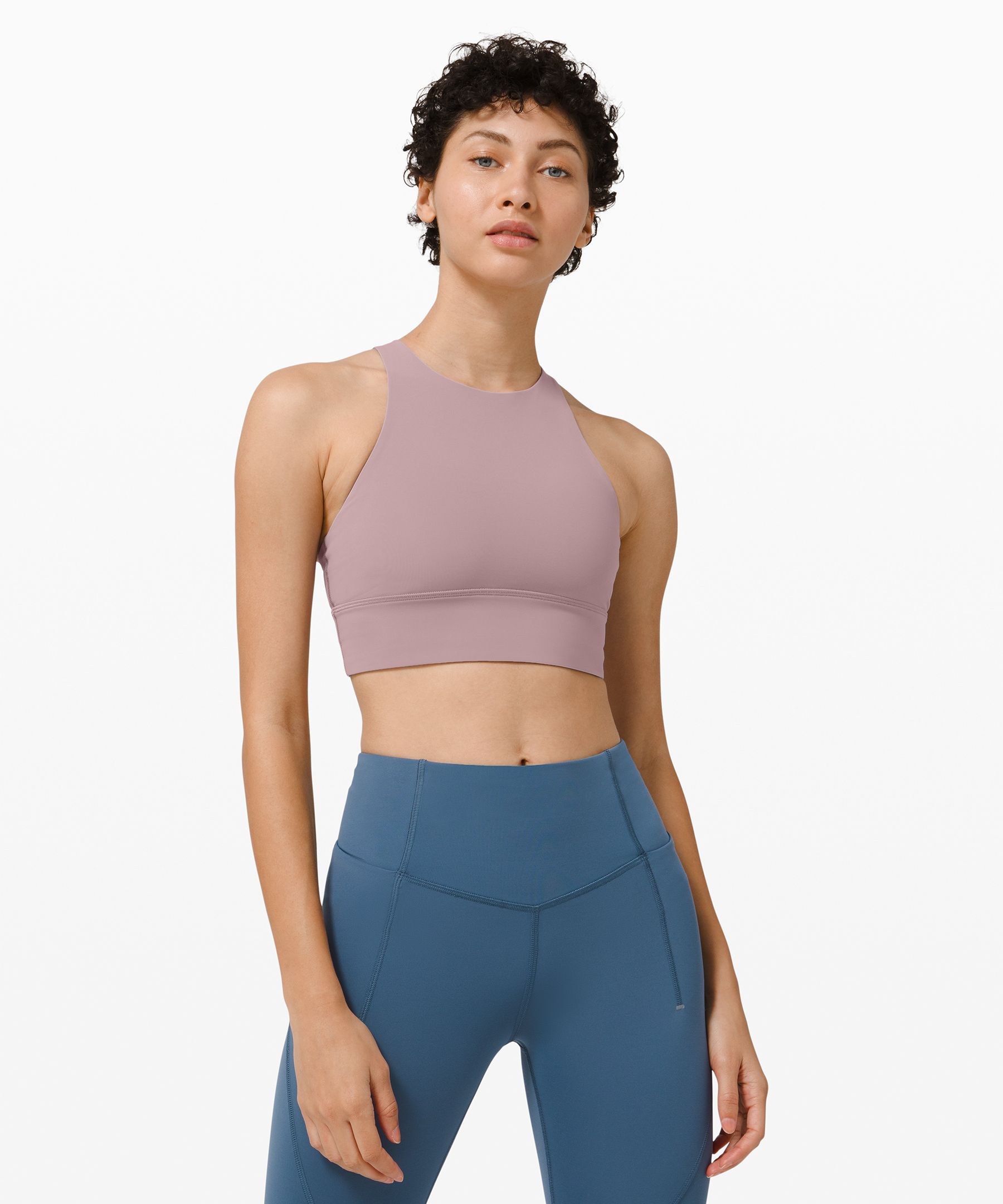 Lululemon Energy Bra High Neck Long Line *tough In Brown