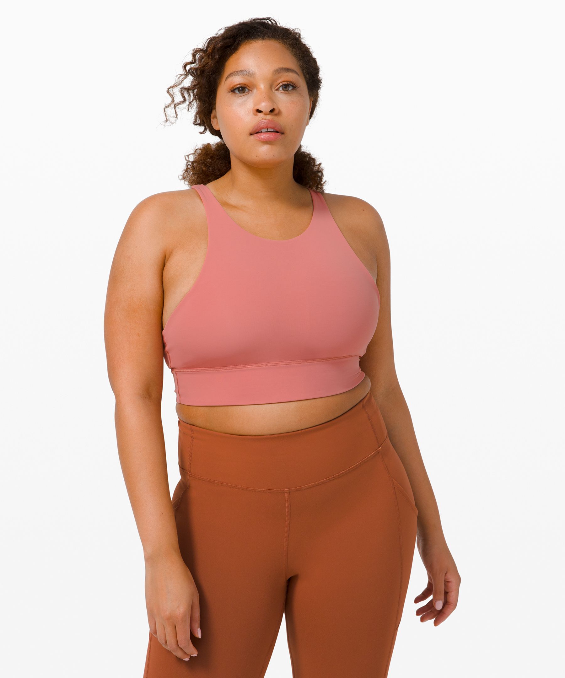 Lululemon Energy Bra High Neck Long Line *tough In Pink