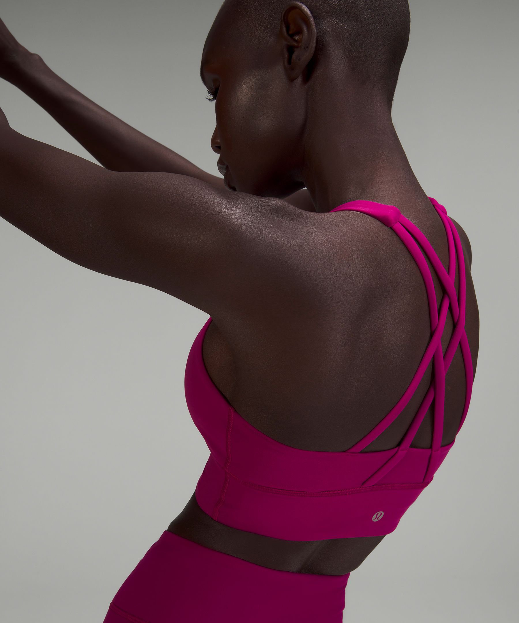 Lululemon Energy High-neck Longline Tough Bra Medium Support, B-d Cups In  Moonlit Magenta