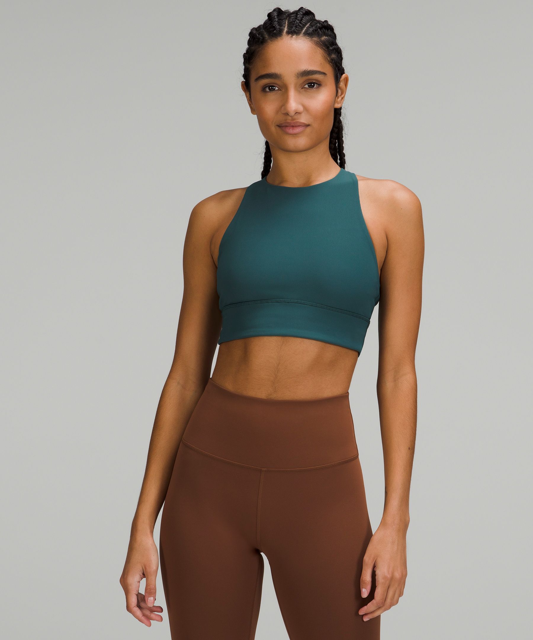 Women's Seamless Medium Support High-neck Longline Sports Bra