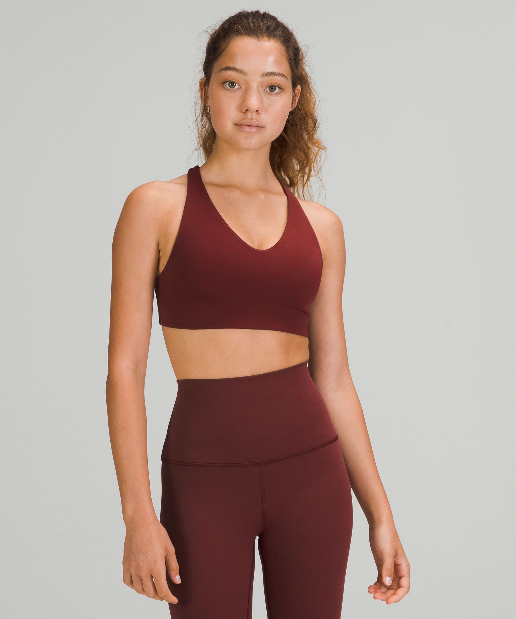 Lululemon In Alignment Longline Bra Light Support, B/c Cup In Red