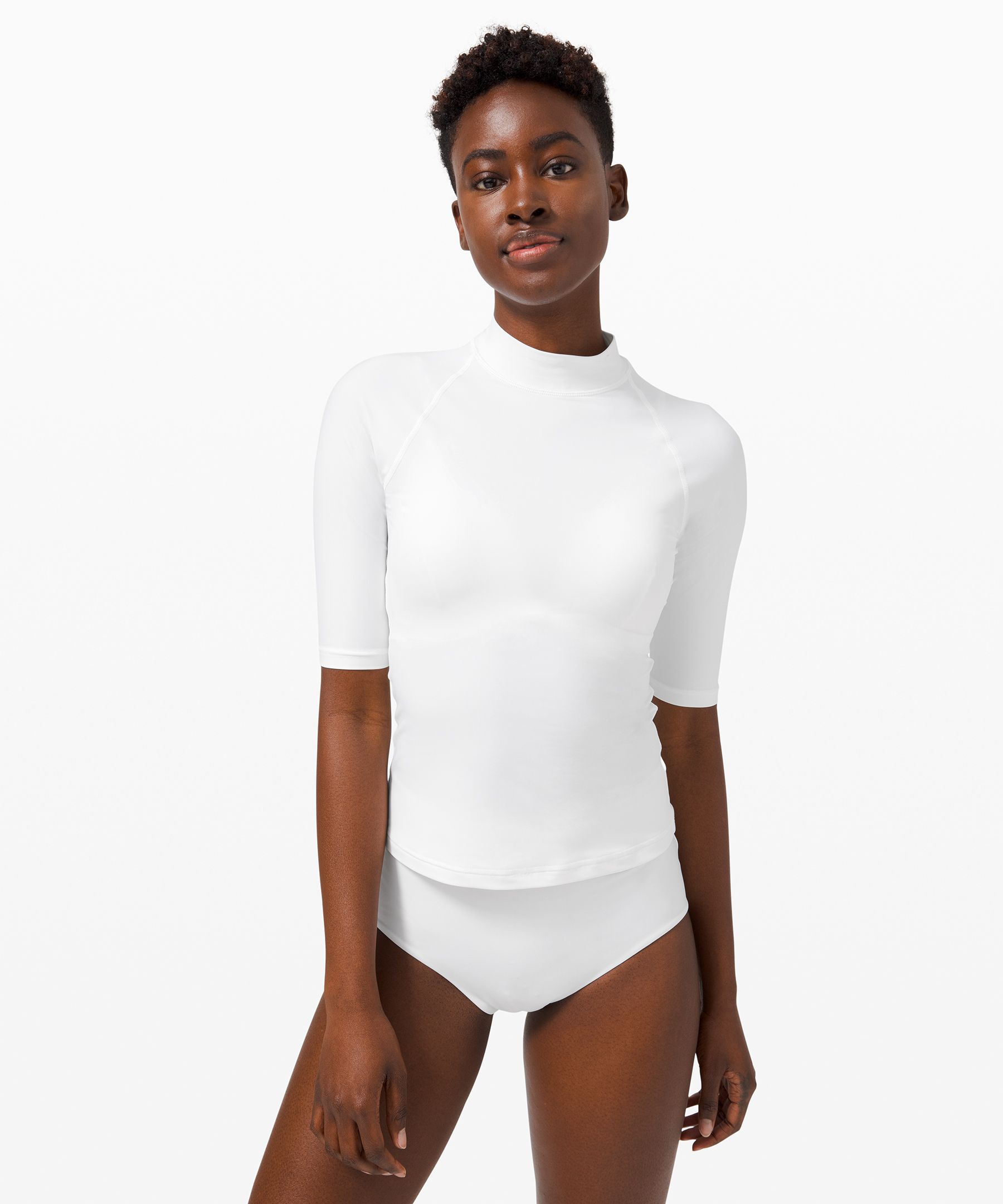 Lululemon Waterside Uv Protection Short-sleeve Rash Guard In White