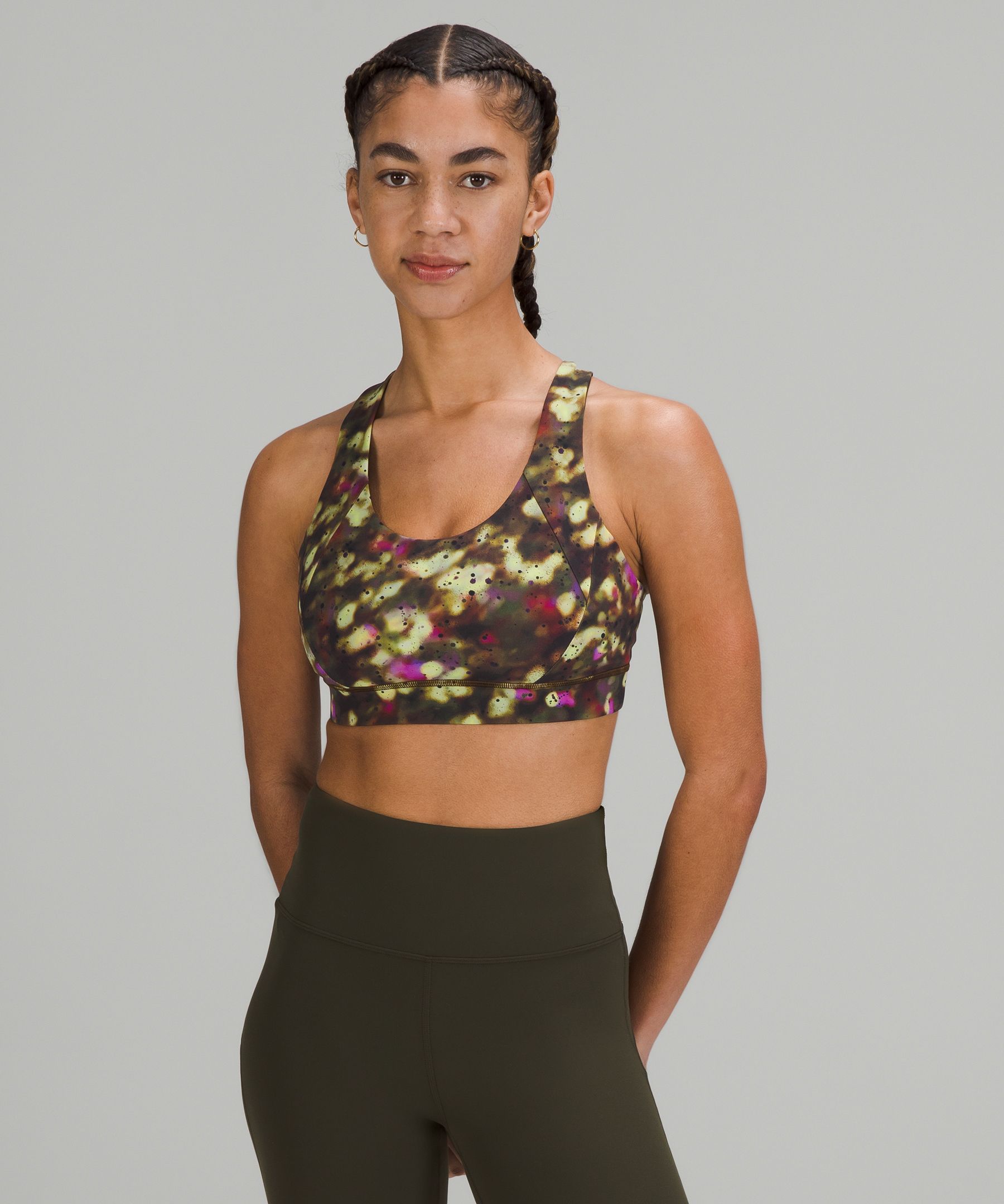 Lululemon Free To Be Elevated Bra Light Support, Dd/ddd(e) Cup In Soft Focus Splatter Green