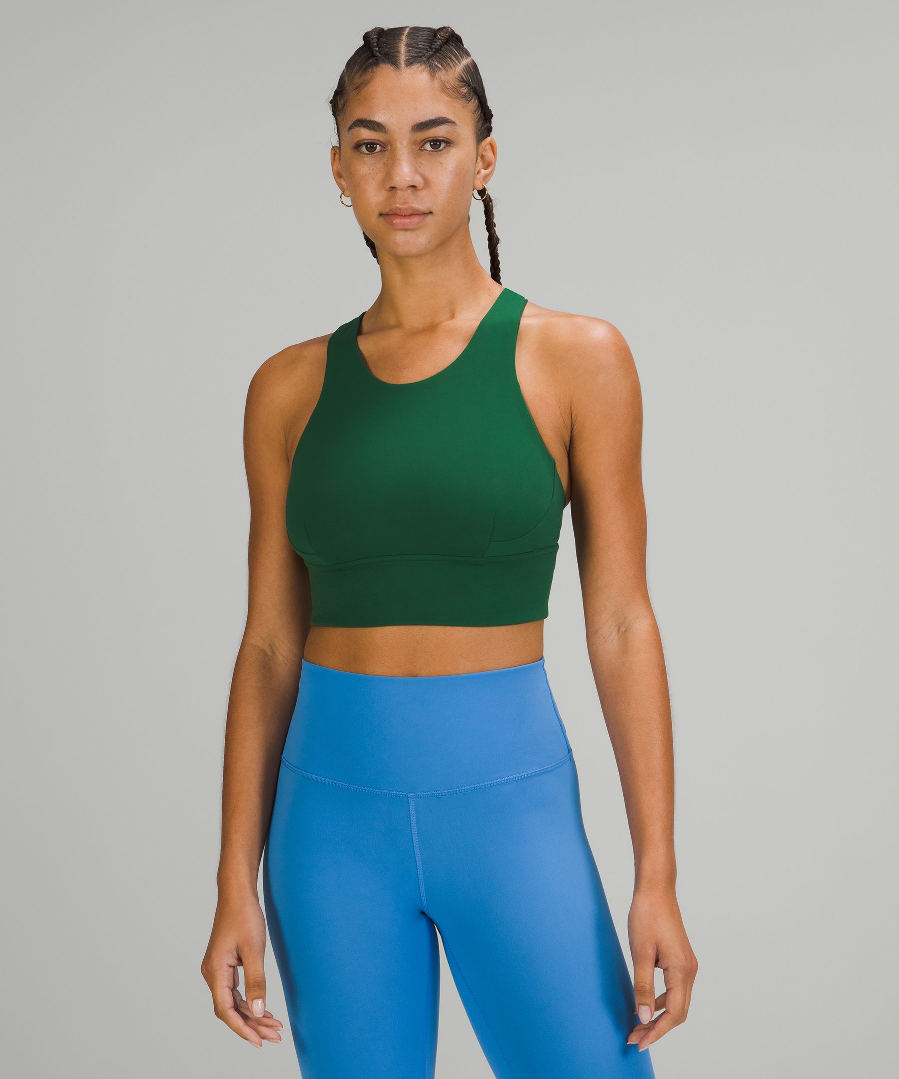 Lululemon Wunder Train Longline Bra Medium Support, C/d Cup In Everglade  Green