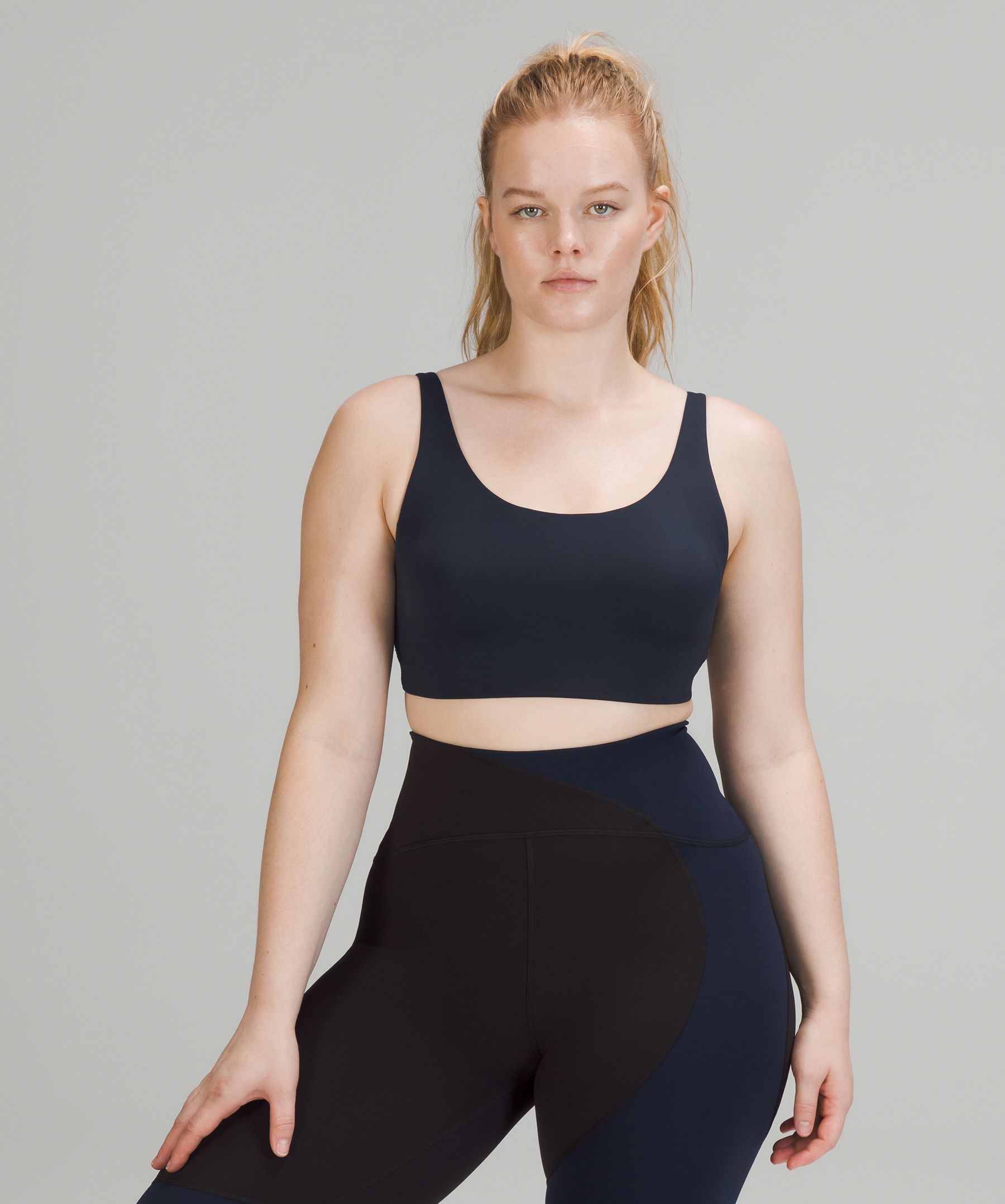 Lululemon In Alignment Straight-strap Bra Light Support, C/d Cup In True Navy