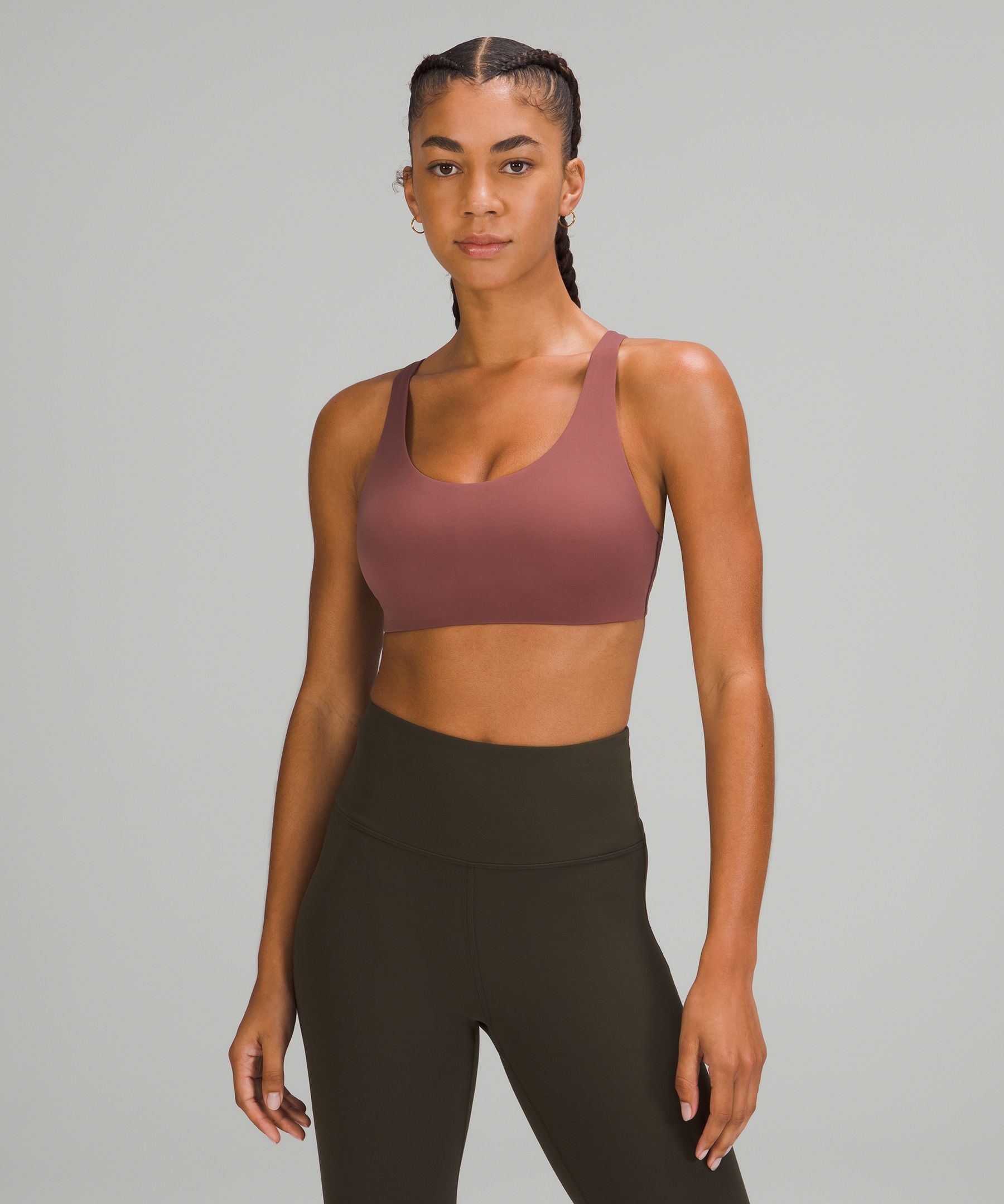 Lululemon In Alignment Straight-strap Bra Light Support, C/d Cup In Smoky Topaz