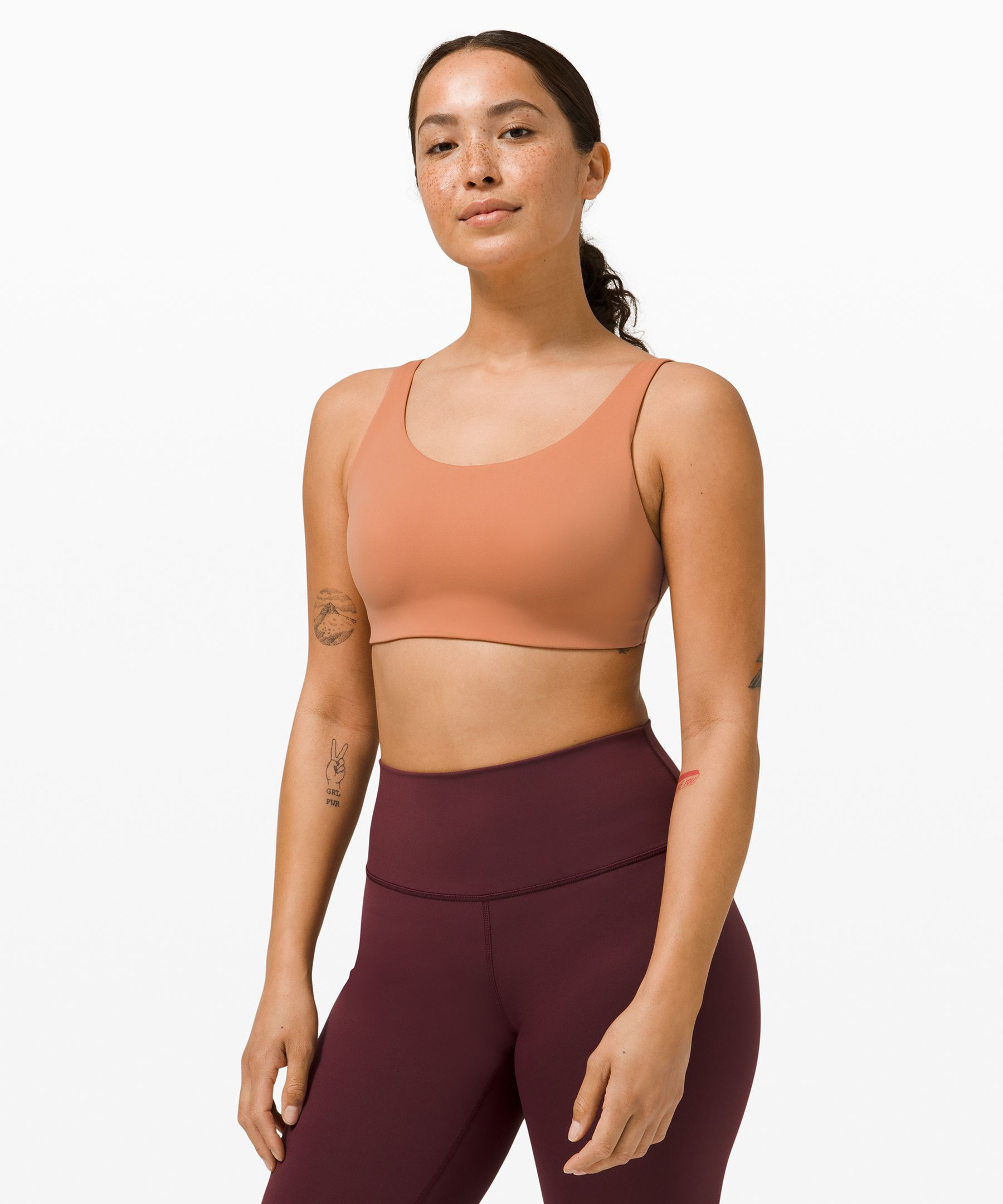 Lululemon In Alignment Straight-strap Bra Light Support, C/d Cup In Desert Sun
