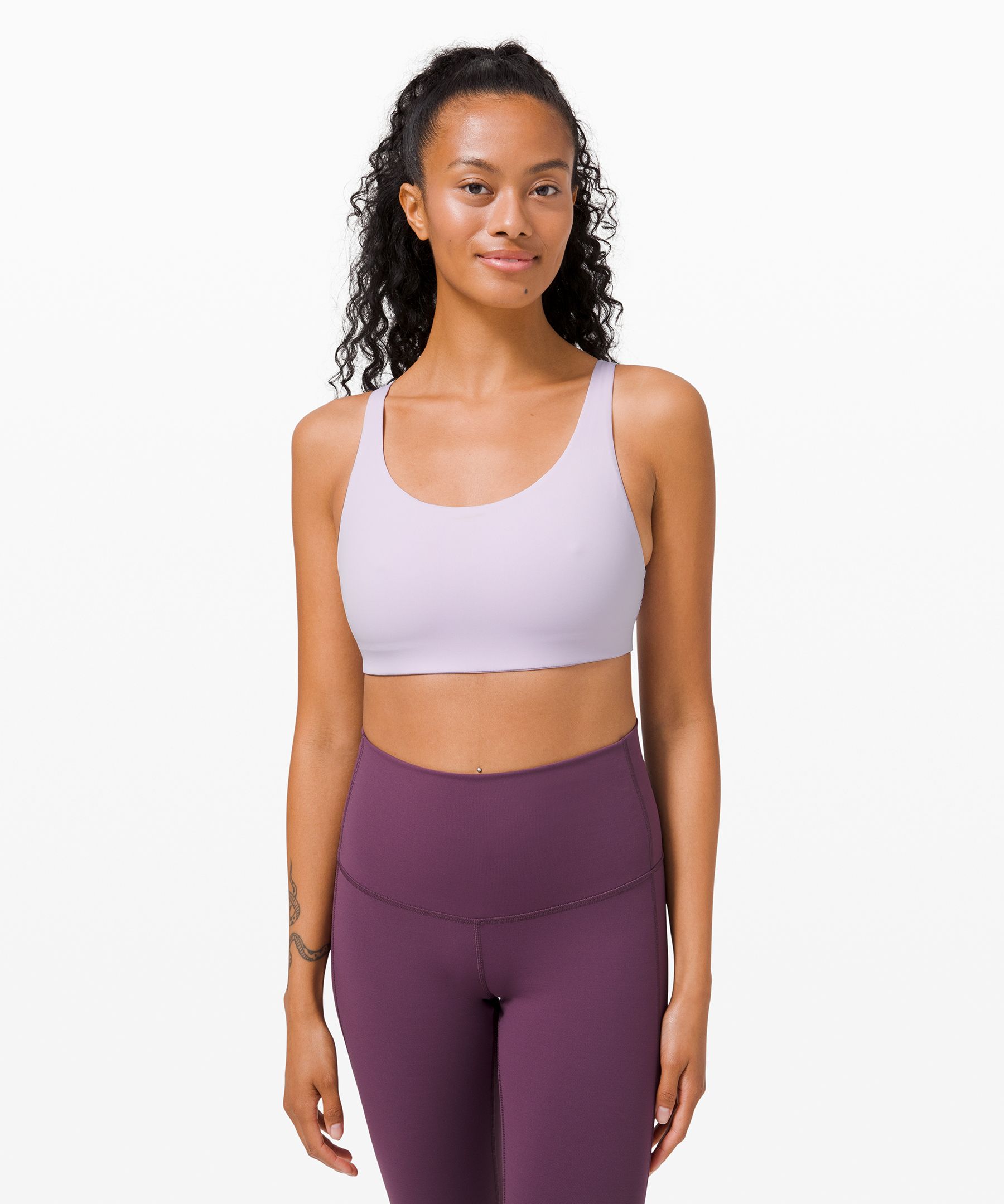 Lululemon In Alignment Straight-strap Bra Light Support, C/d Cup In Lavender Dew