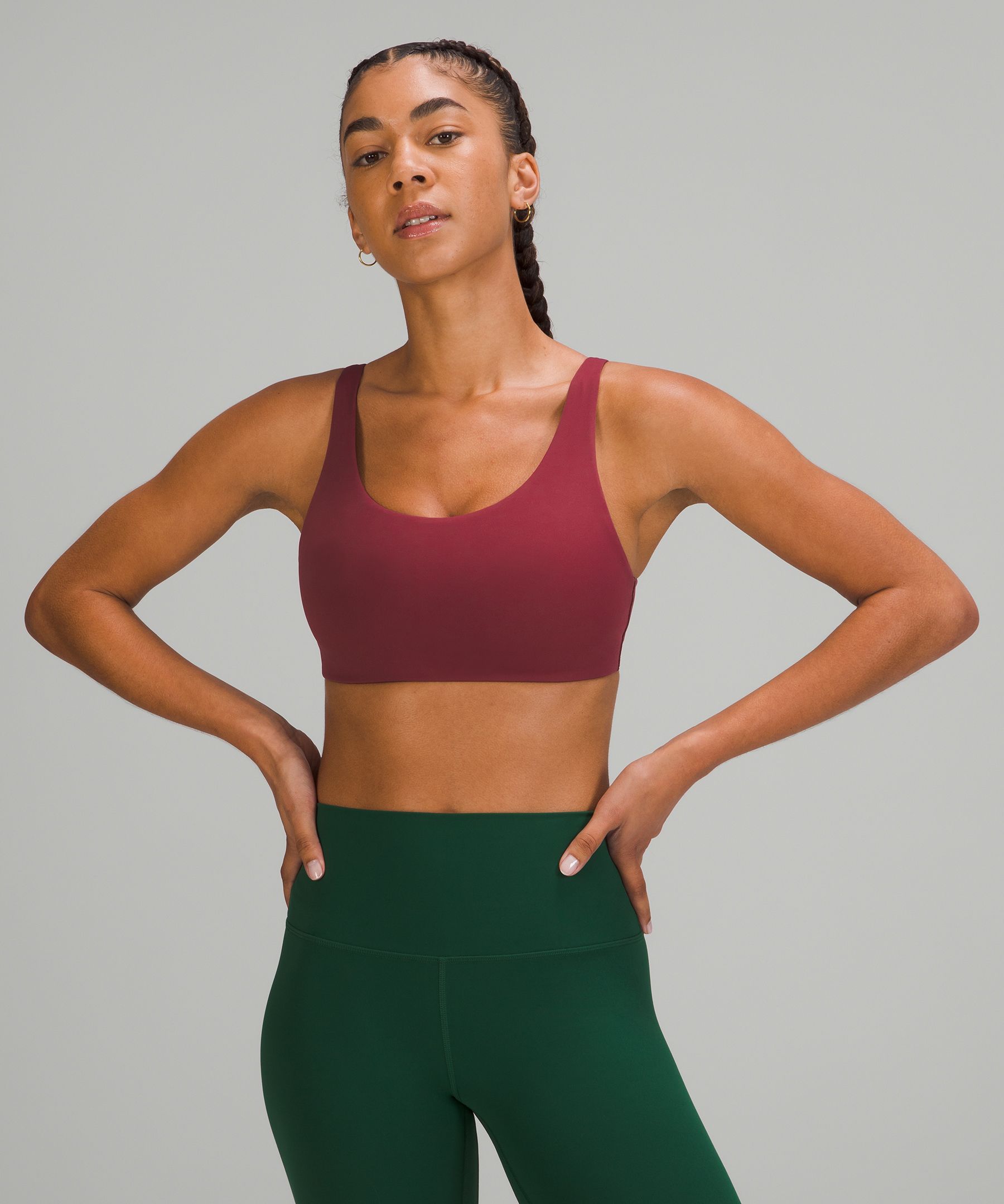 Lululemon In Alignment Straight-strap Bra Light Support, C/d Cup In Mulled Wine